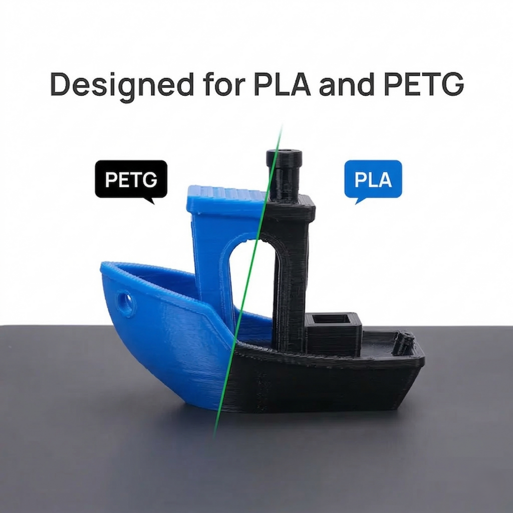 Imprimarea modelului Benchy din PLA și PETG pe placa Cool Plate