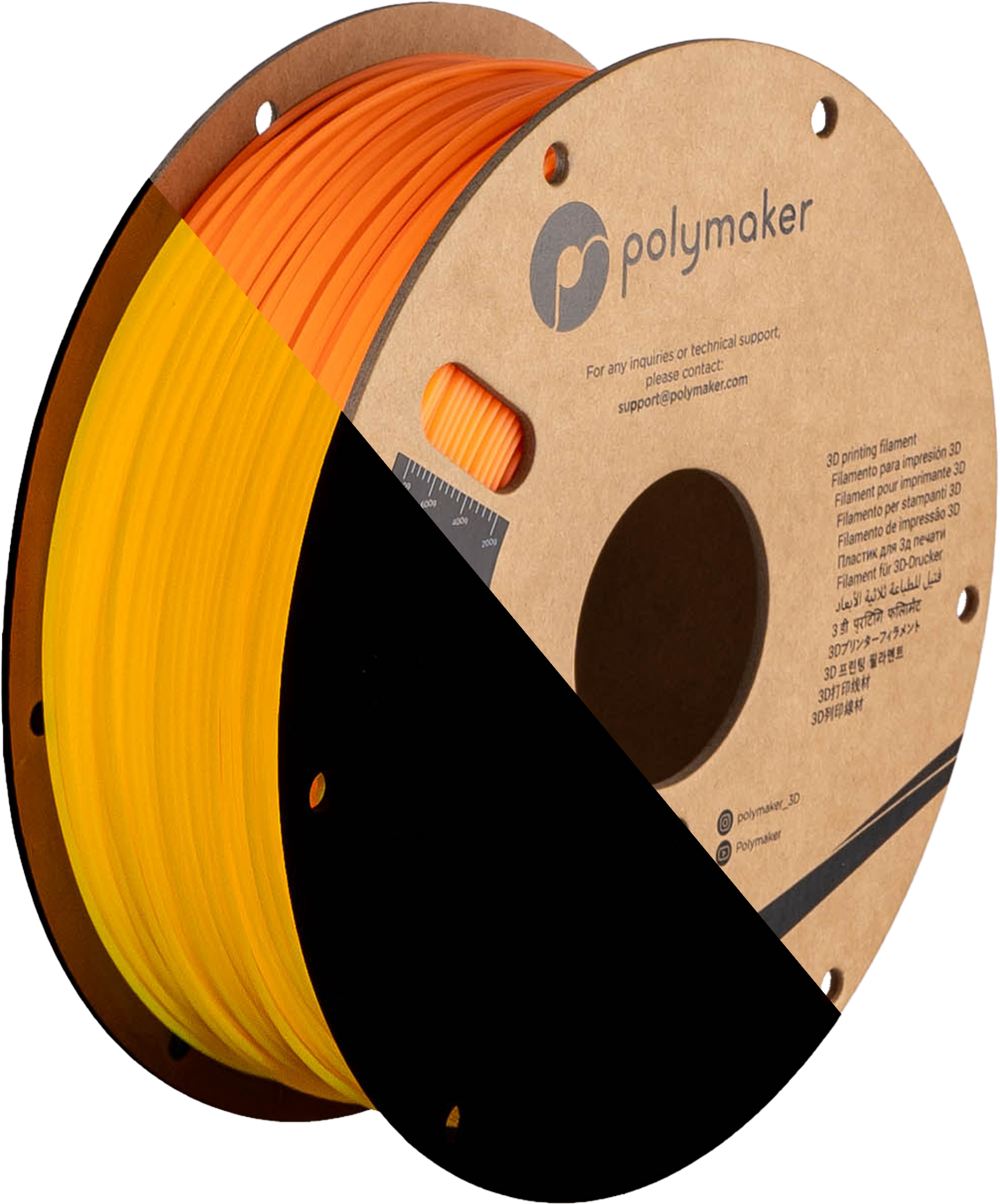 Spool of PLA luminous orange filament, Polymaker, 1.75 mm