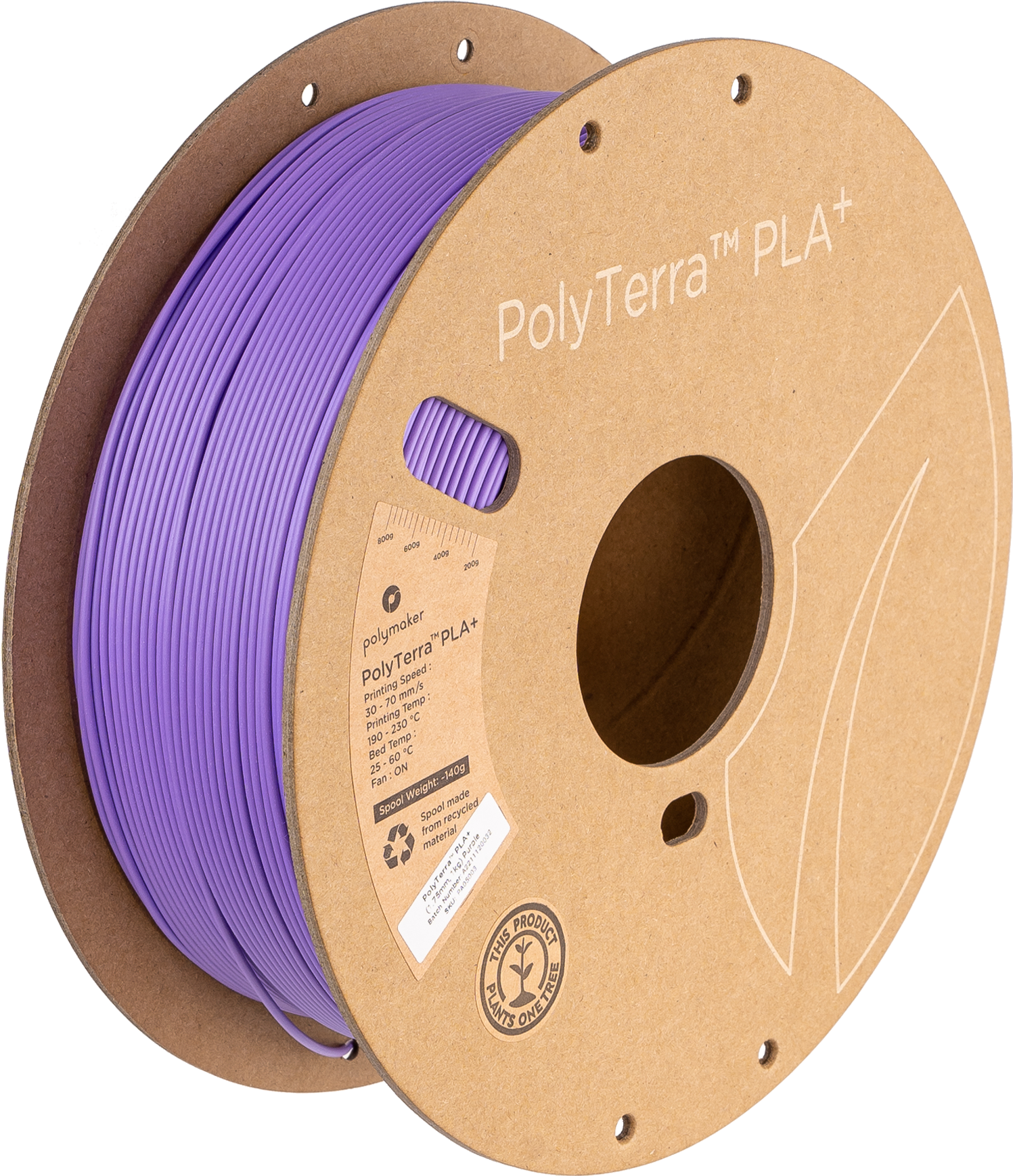 Rolă de filament PLA+ violet satinat, Polymaker, 1,75 mm