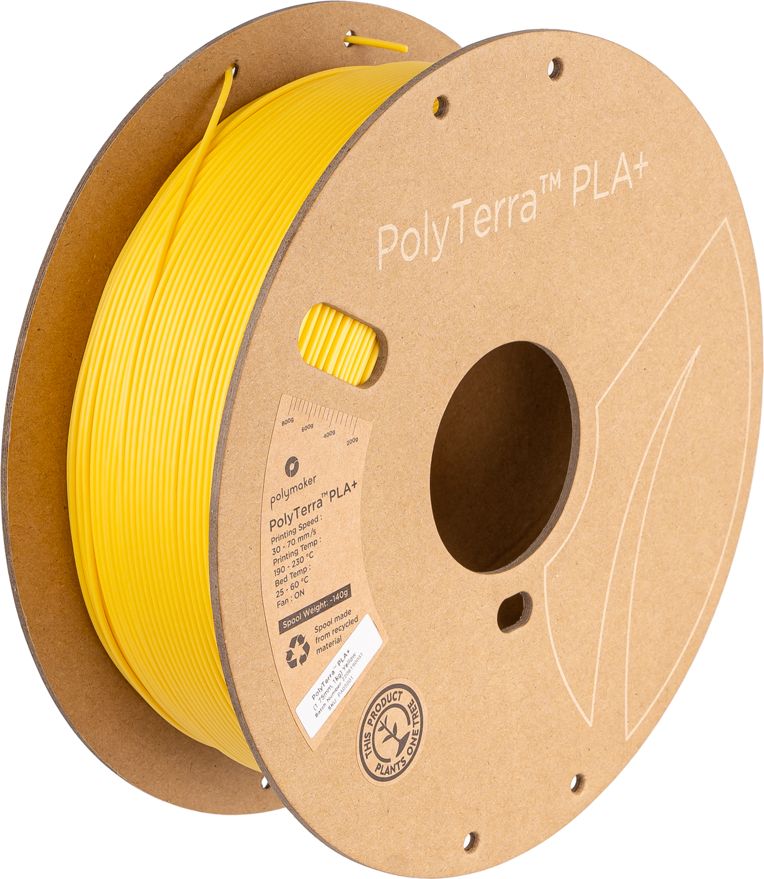 Rolă de filament PLA+ galben satinat, Polymaker, 1,75 mm