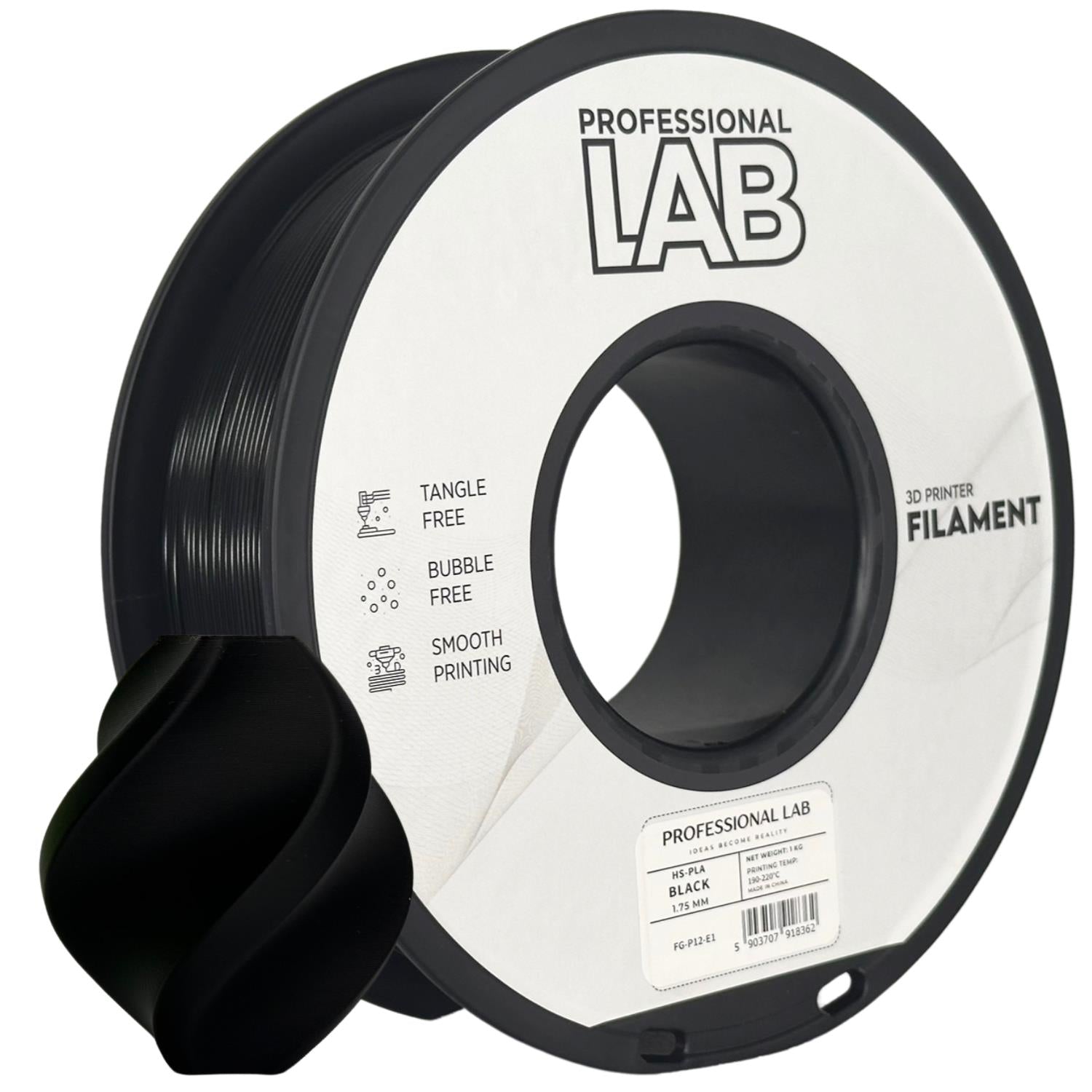 Rolă de filament HS-PLA negru, Prof. Lab, 1,75 mm