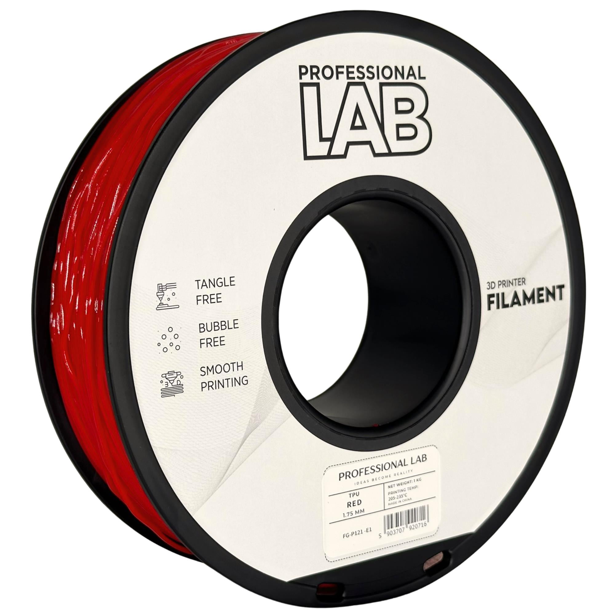 Rolă de filament TPU roșu, Prof. Lab, 1,75 mm