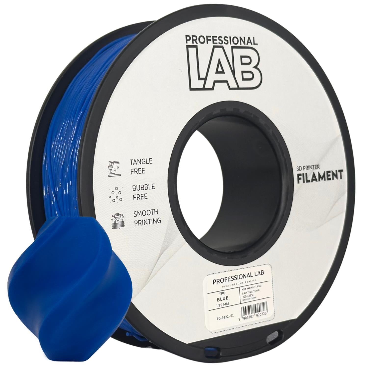 Spool of TPU blue filament, Prof. Lab, 1.75 mm