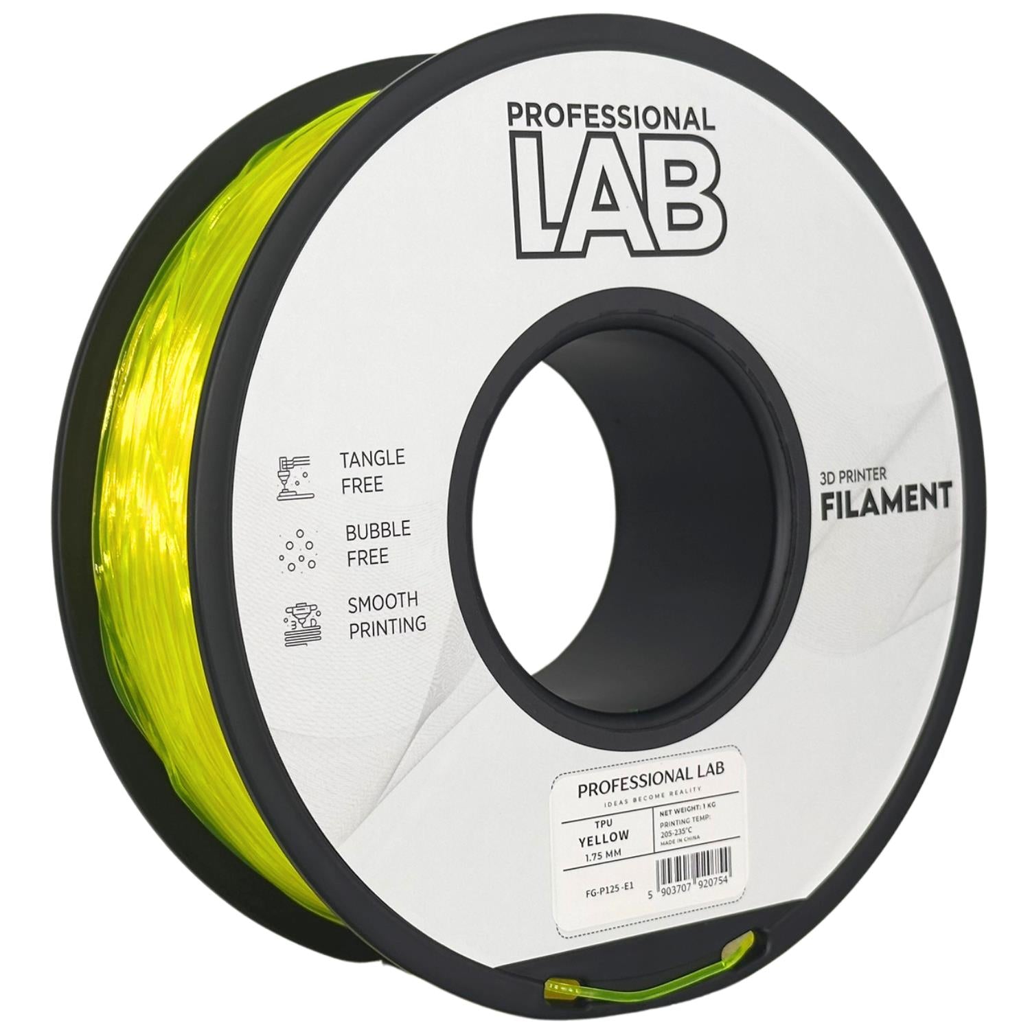 Rolă de filament TPU galben, Prof. Lab, 1,75 mm