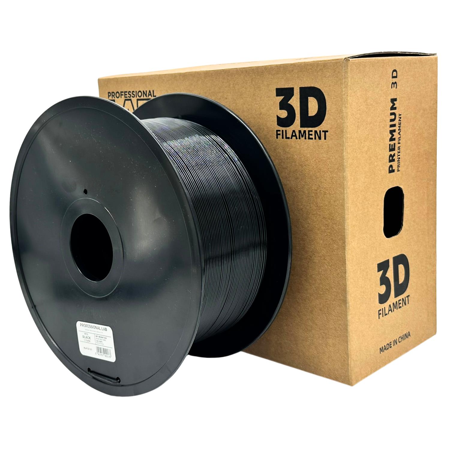 Spool of PETG black 3 kg filament, Prof. Lab, 1.75 mm