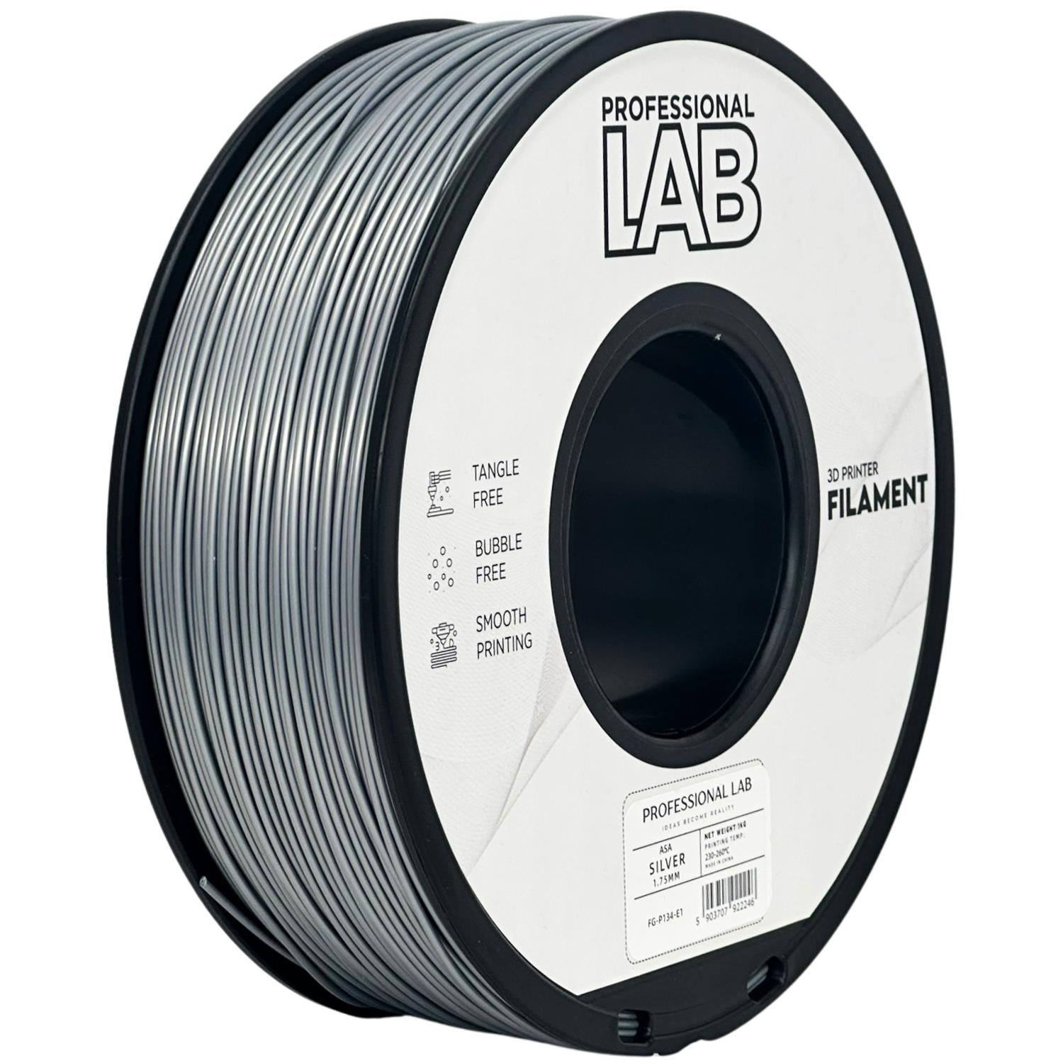 Rolă de filament ASA argintiu, Prof. Lab, 1,75 mm