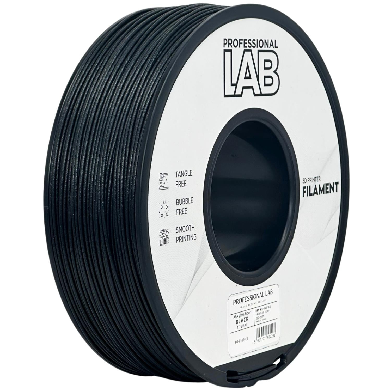 Rolă de filament ASA-GF negru, Prof. Lab, 1,75 mm