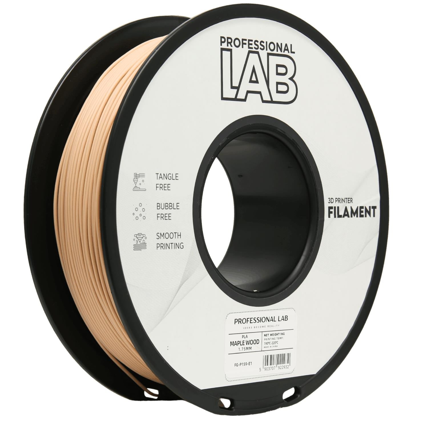 Rolă de filament PLA arțar, Prof. Lab, 1,75 mm
