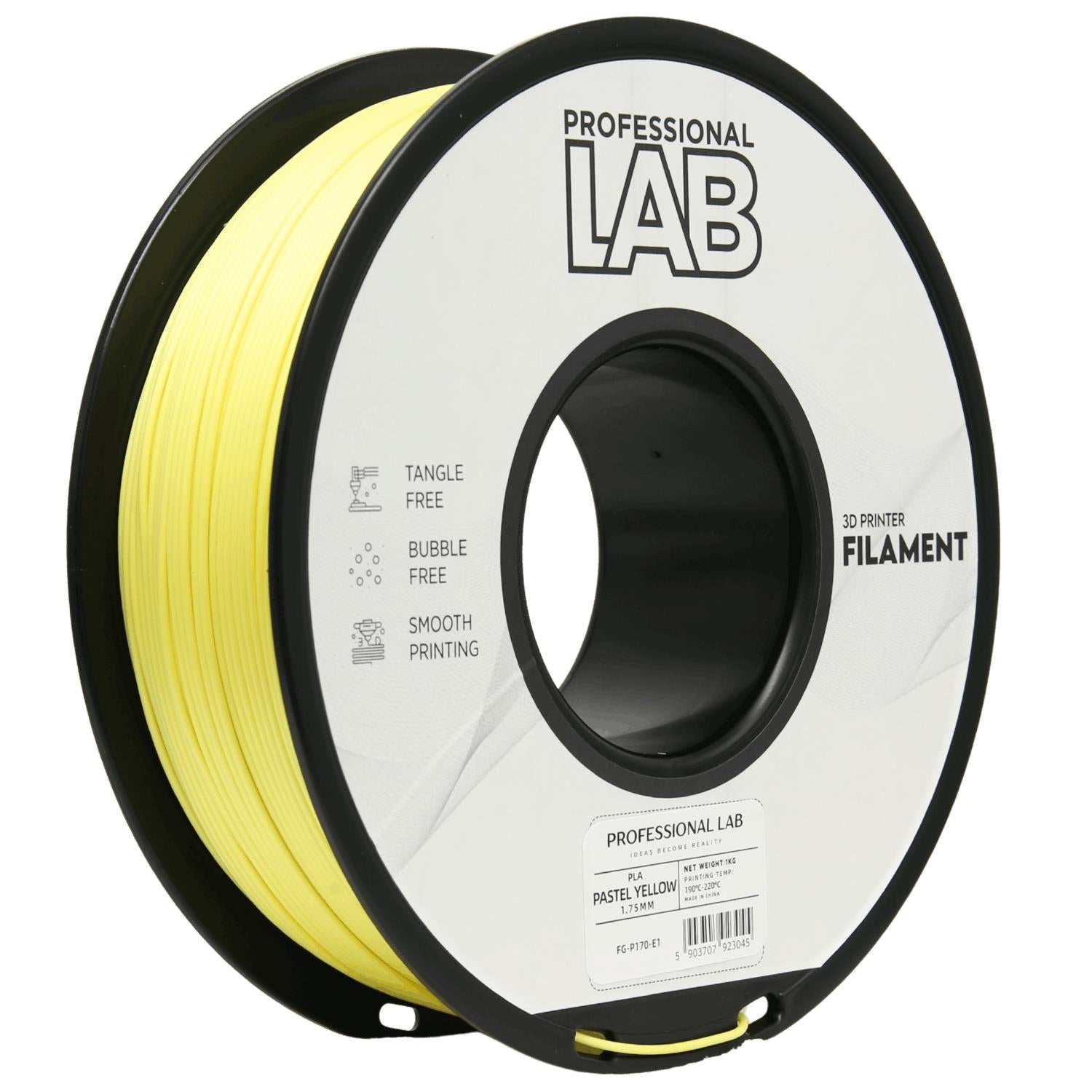 Rolă de filament PLA galben pastel, Prof. Lab, 1,75 mm