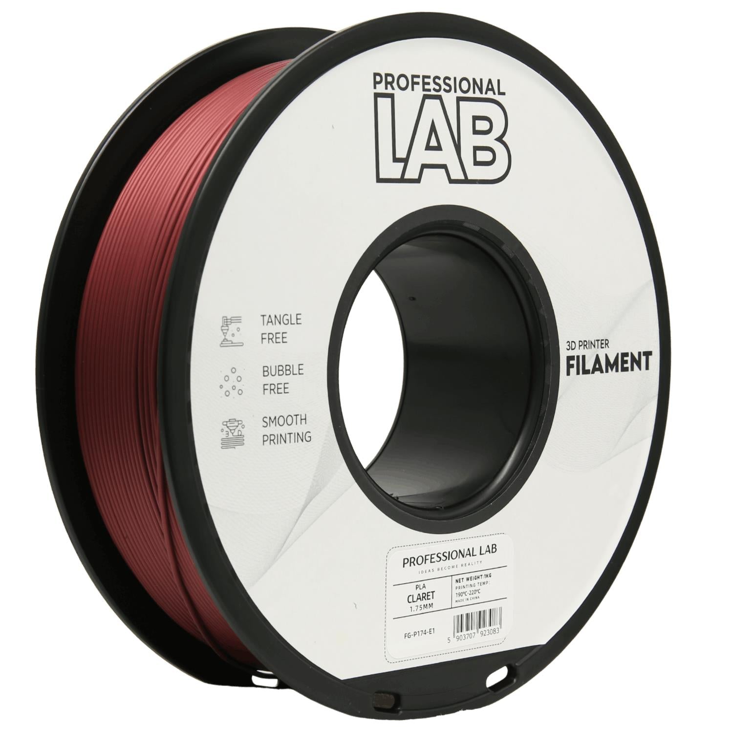 Rolă de filament PLA bordo, Prof. Lab, 1,75 mm