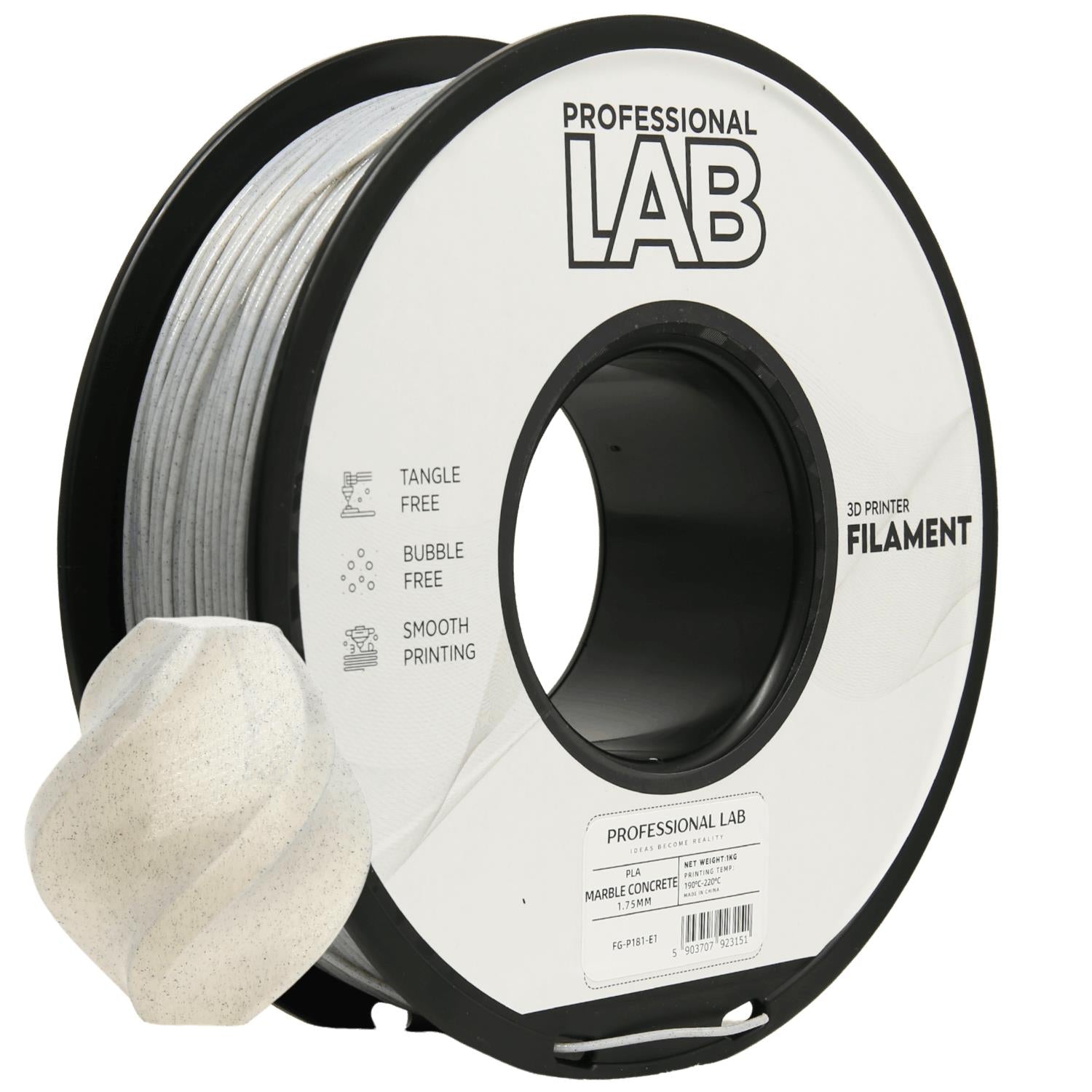 Rolă de filament PLA marmură ciment, Prof. Lab, 1,75 mm