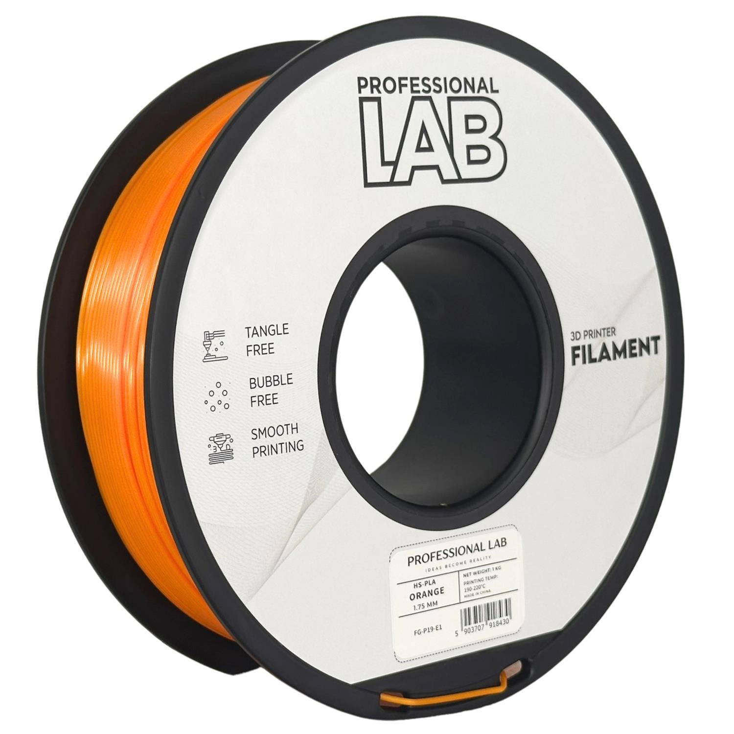 Rolă de filament HS-PLA portocaliu, Prof. Lab, 1,75 mm
