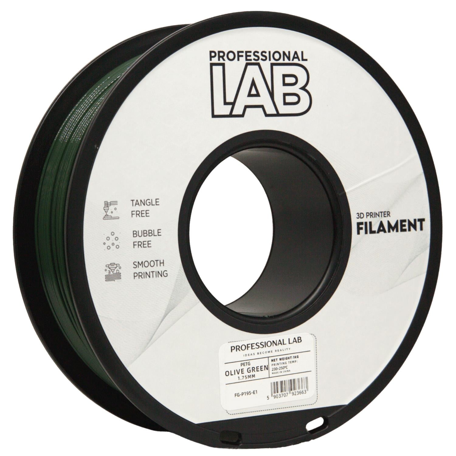 Rolă de filament PETG verde oliv, Prof. Lab, 1,75 mm