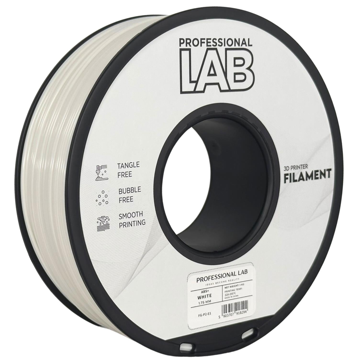 Spool of ABS+ white filament, Prof. Lab, 1.75 mm