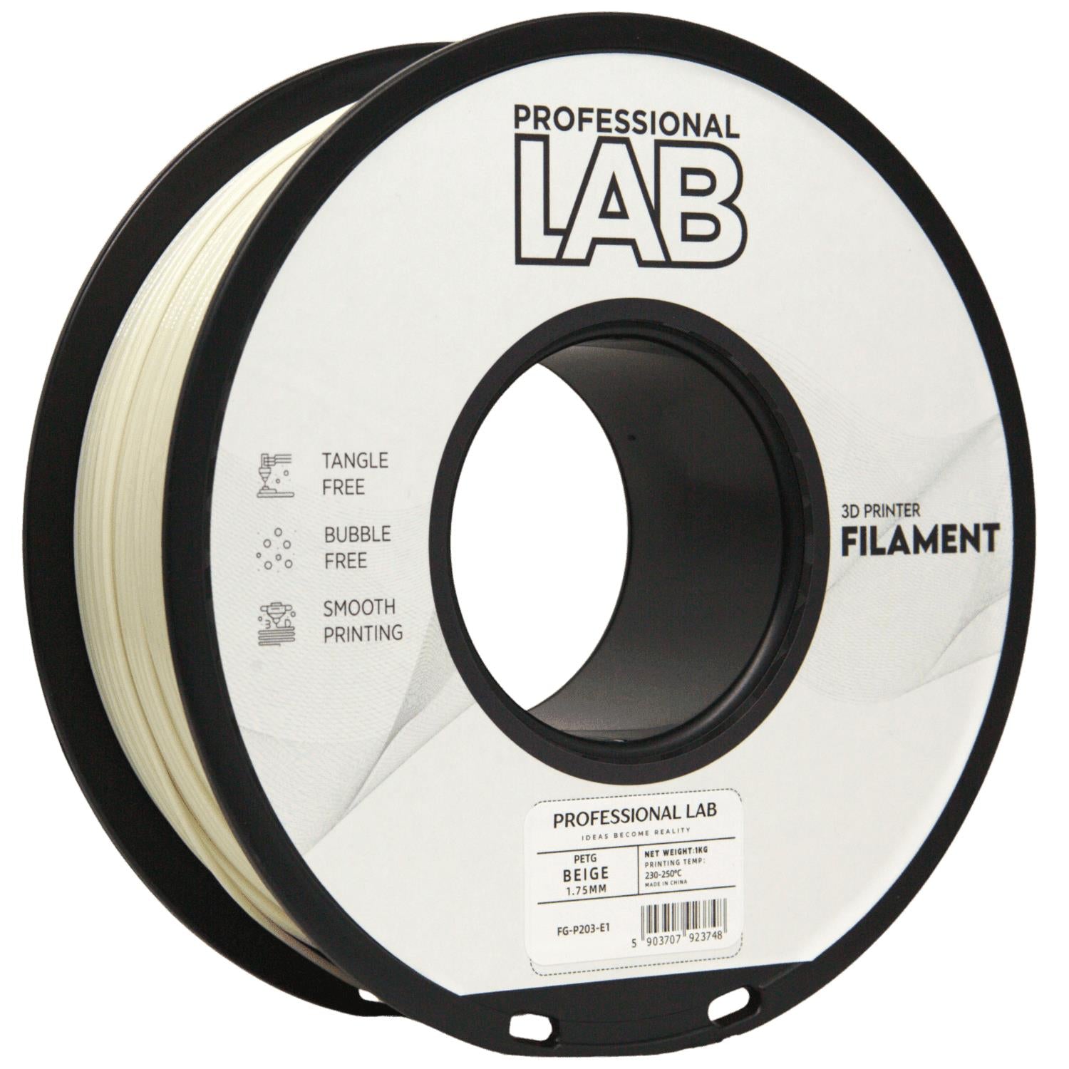 Spool of PETG beige filament, Prof. Lab, 1.75 mm