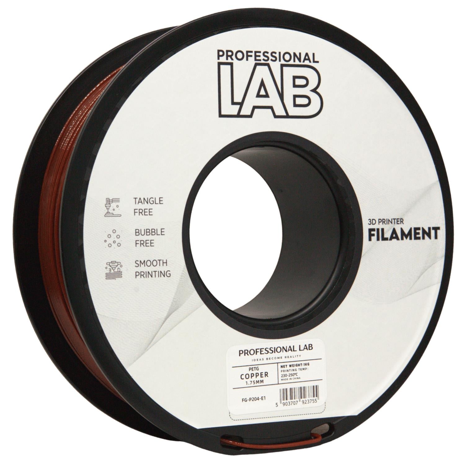 Spool of PETG copper filament, Prof. Lab, 1.75 mm