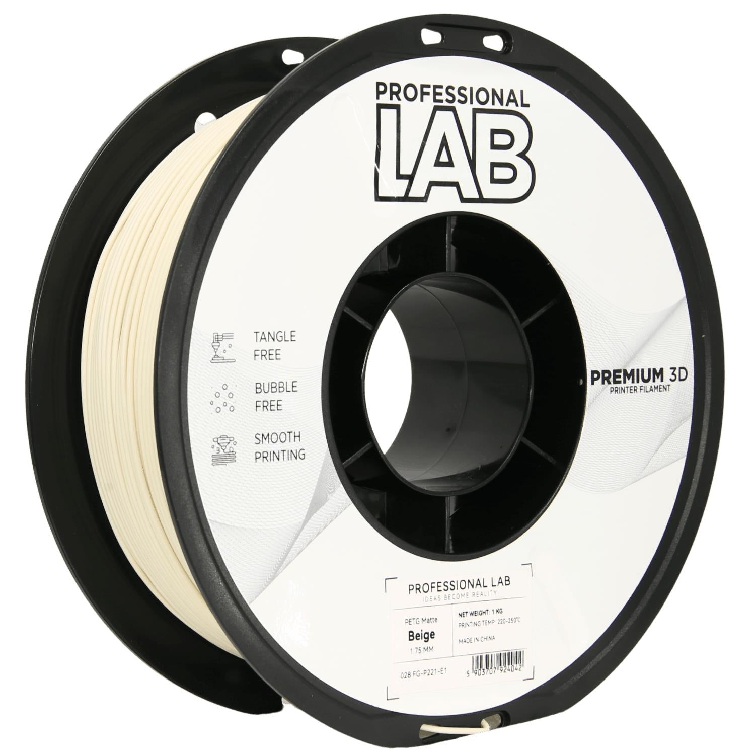Rolă de filament PETG bej mat, Prof. Lab, 1,75 mm