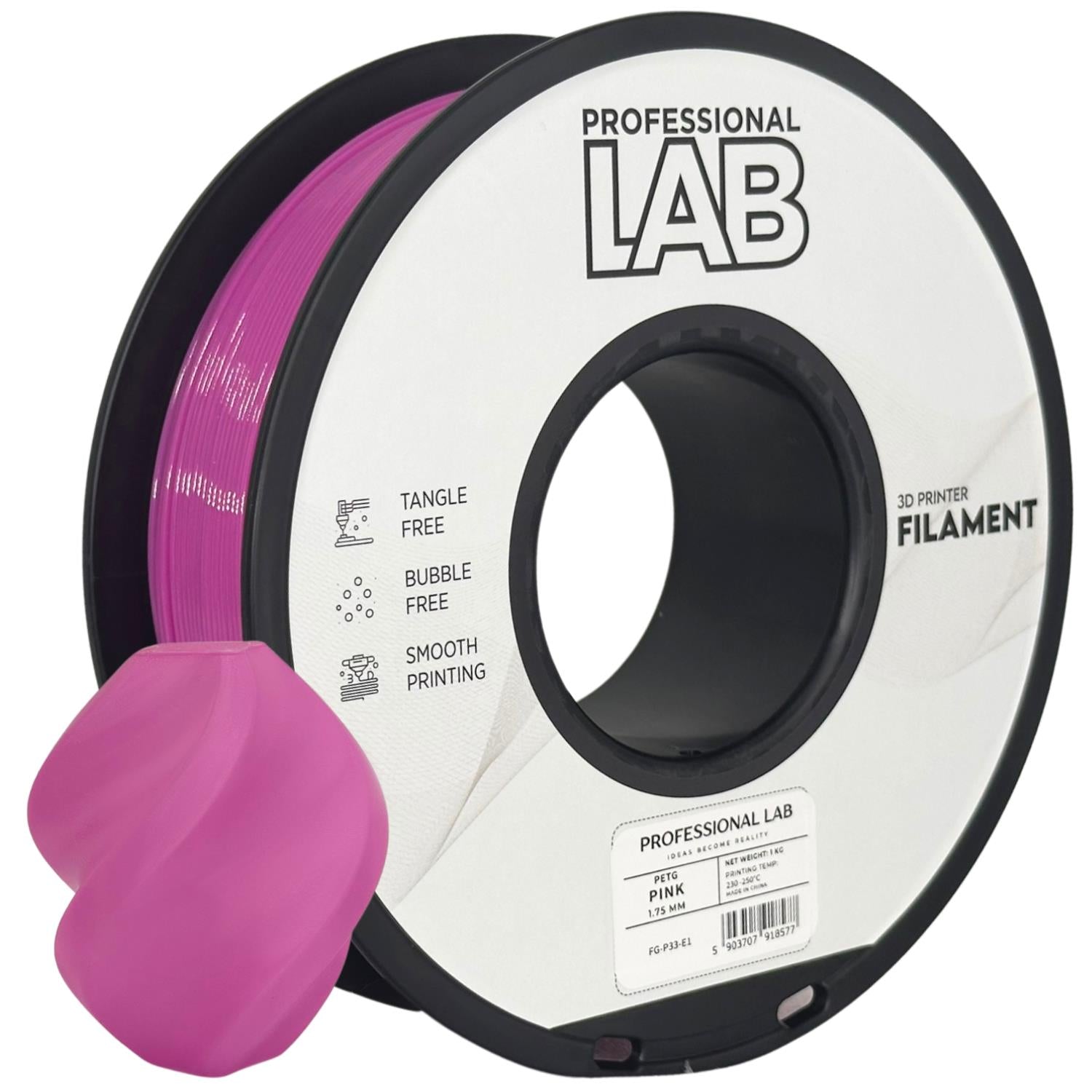 Rolă de filament PETG roz, Prof. Lab, 1,75 mm