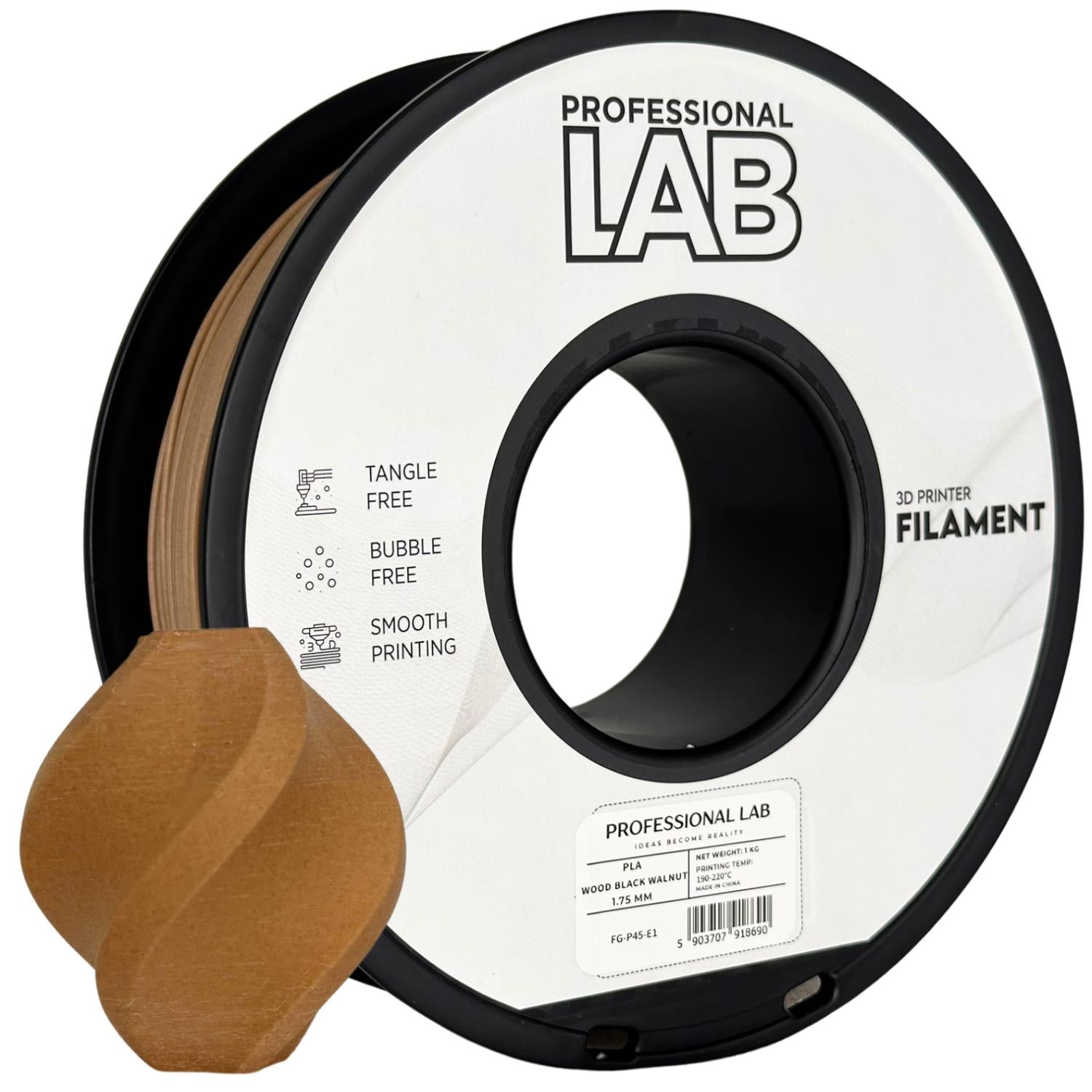 Rolă de filament PLA nuc, Prof. Lab, 1,75 mm