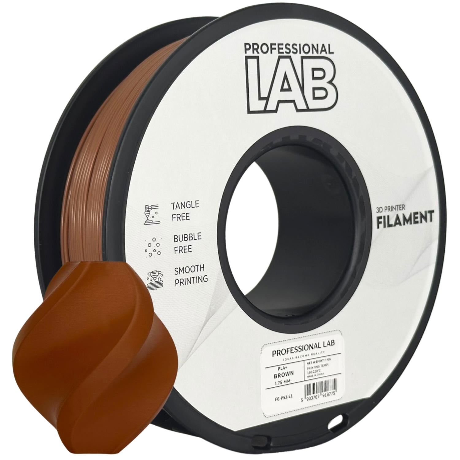 Rolă de filament PLA+ maro, Prof. Lab, 1,75 mm