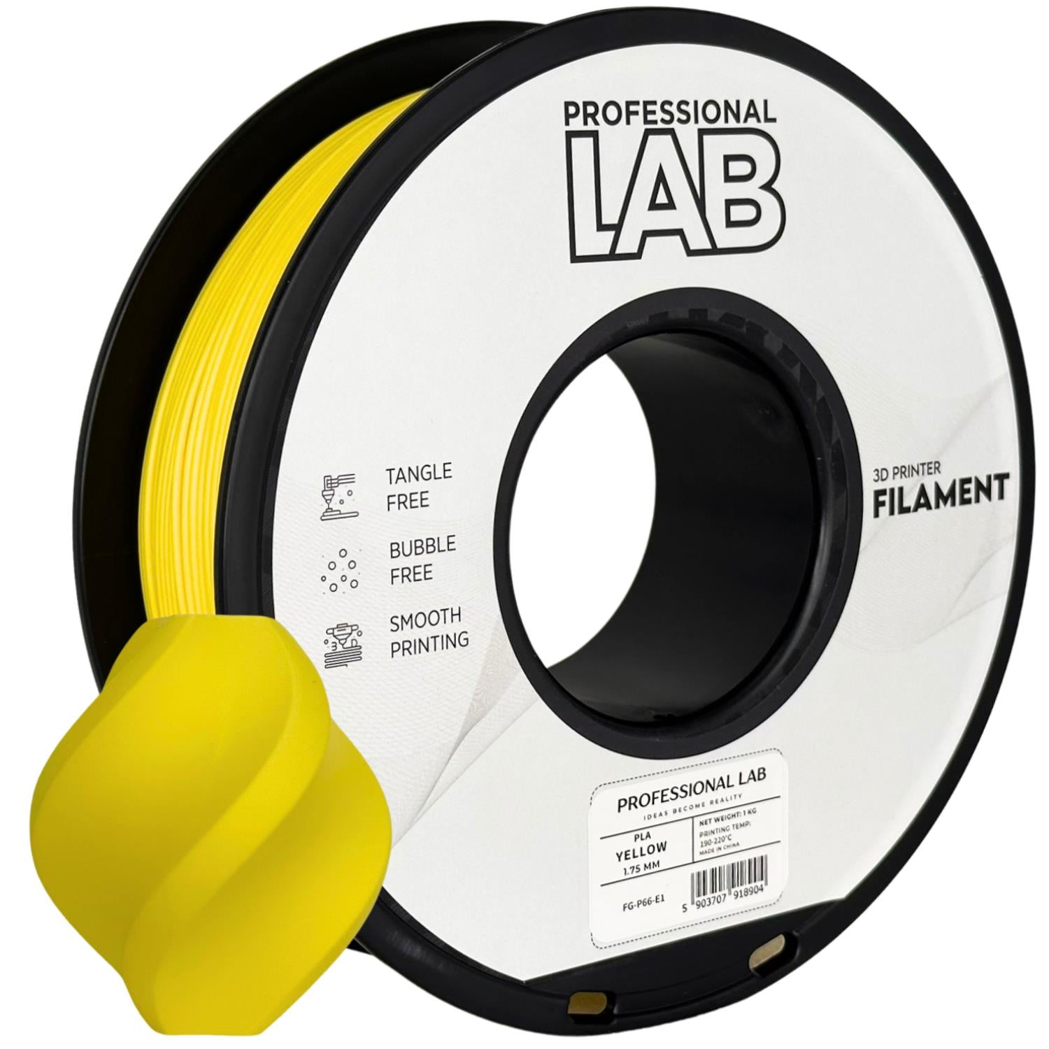 Spool of PLA yellow filament, Prof. Lab, 1.75 mm