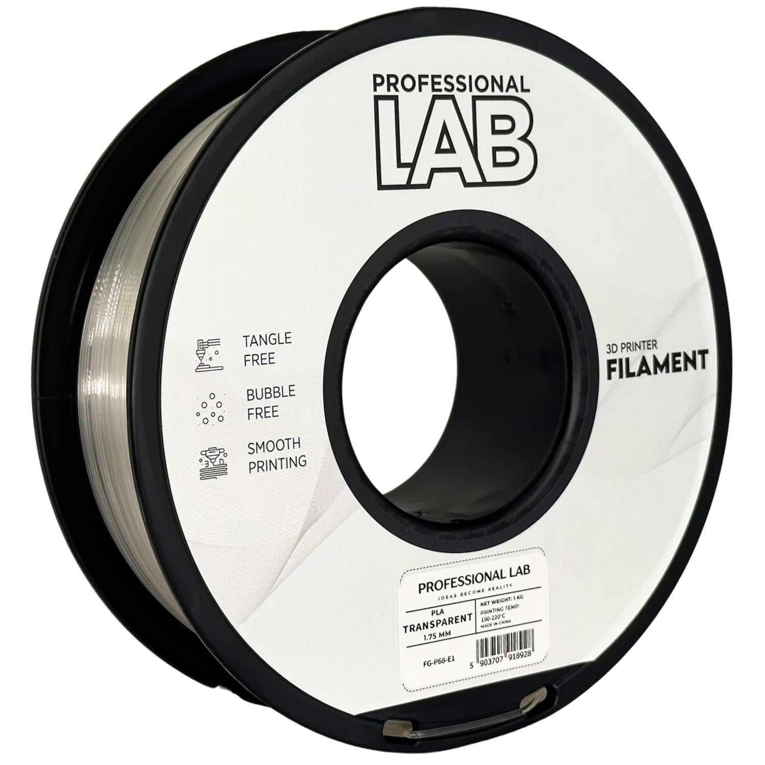 Rolă de filament PLA transparent, Prof. Lab, 1,75 mm