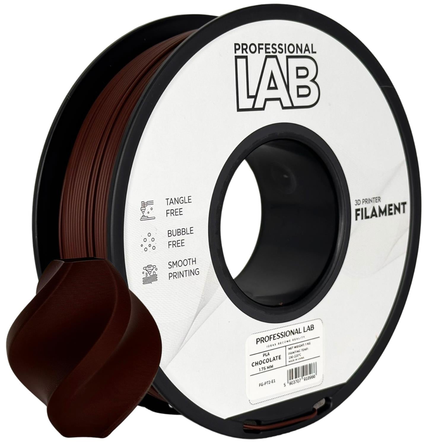 Rolă de filament PLA ciocolatiu, Prof. Lab, 1,75 mm