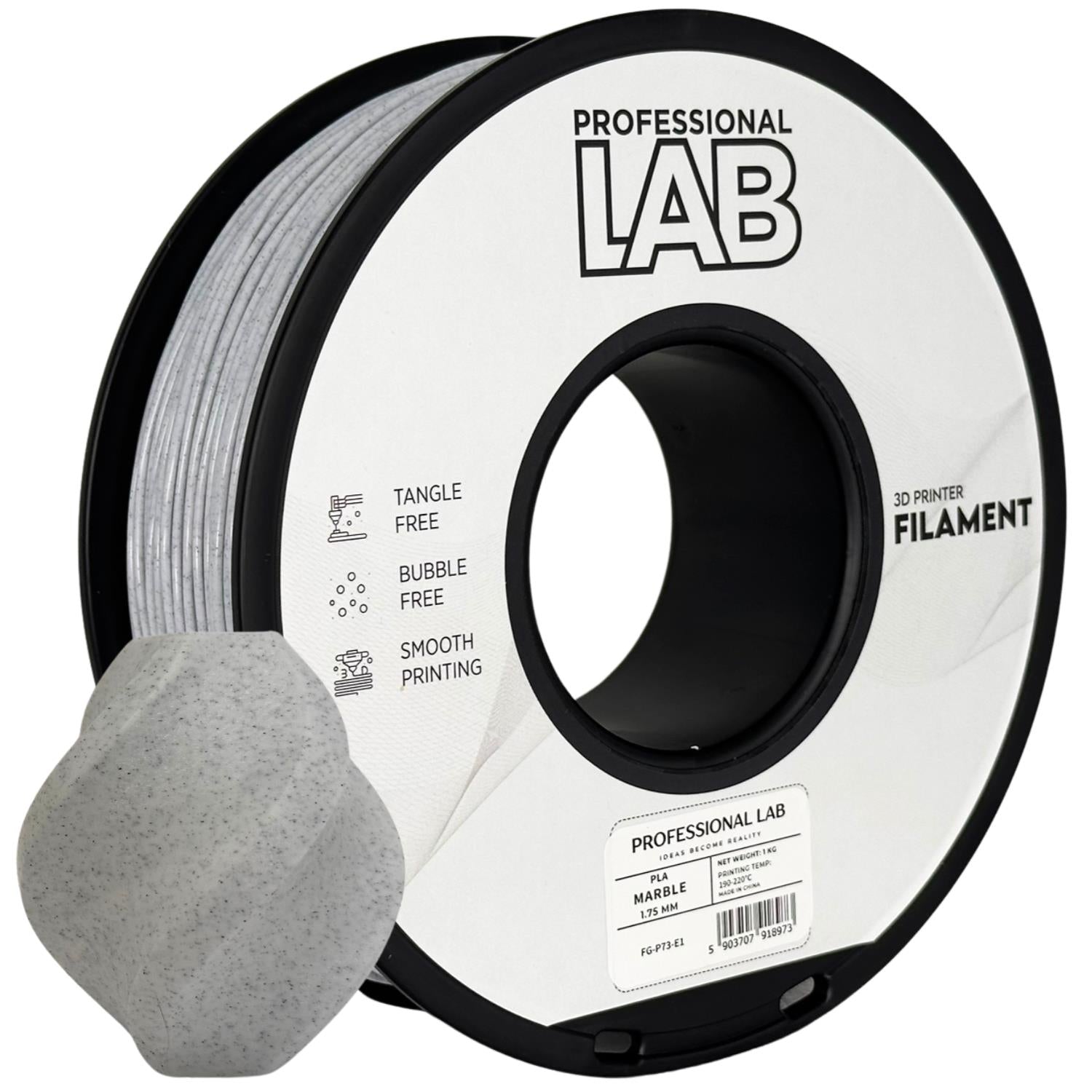 Spool of PLA marble filament, Prof. Lab, 1.75 mm