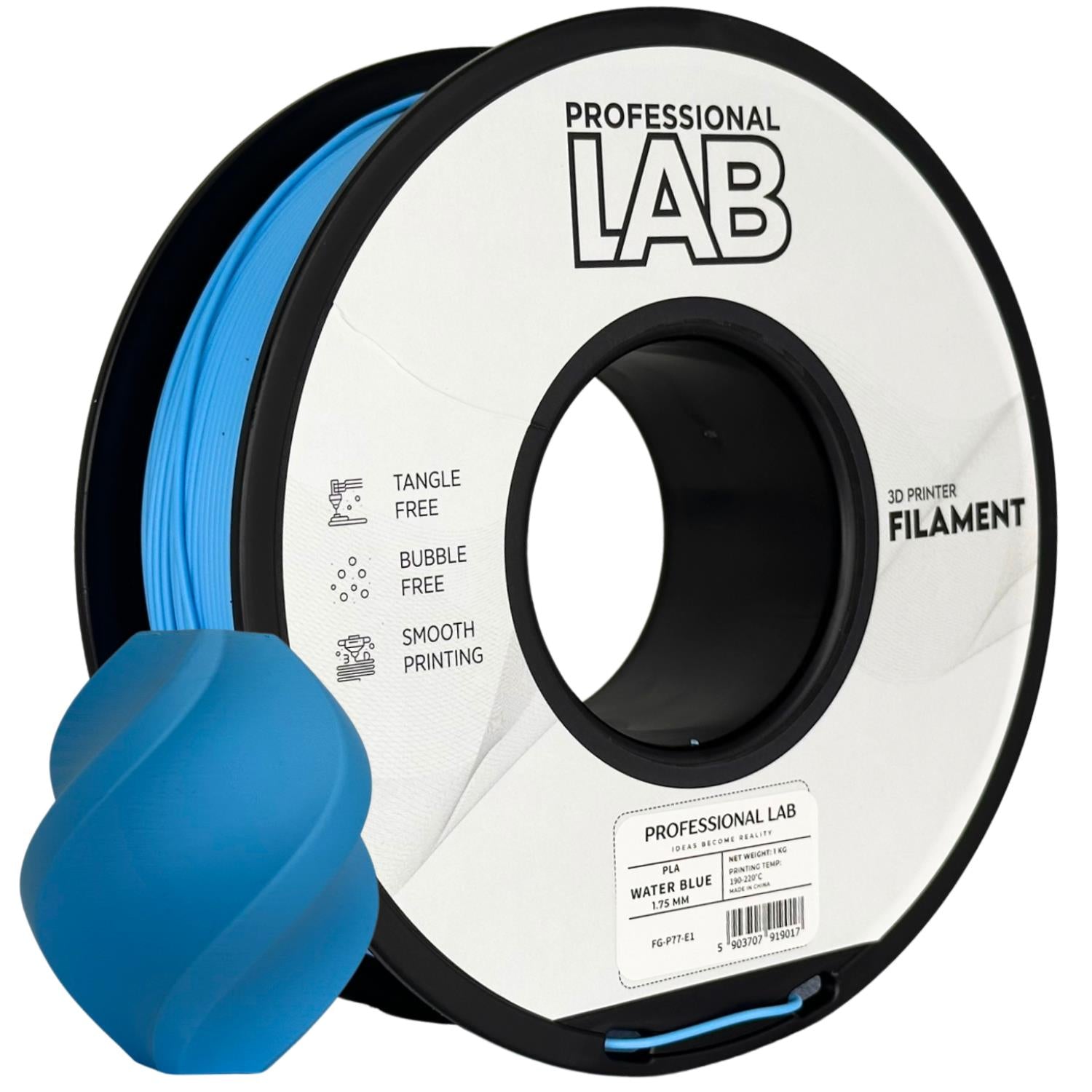 Rolă de filament PLA albastru apă, Prof. Lab, 1,75 mm