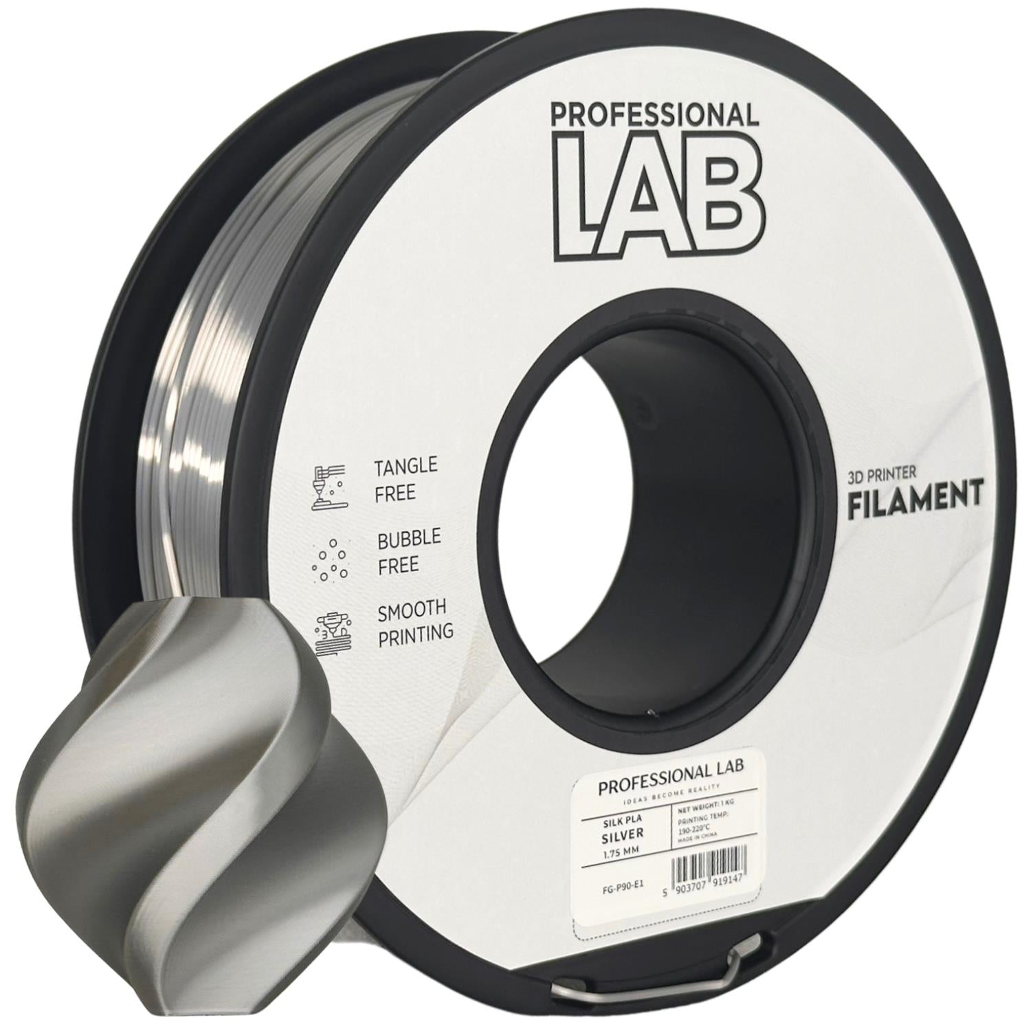 Rolă de filament Silk PLA argintiu, Prof. Lab, 1,75 mm