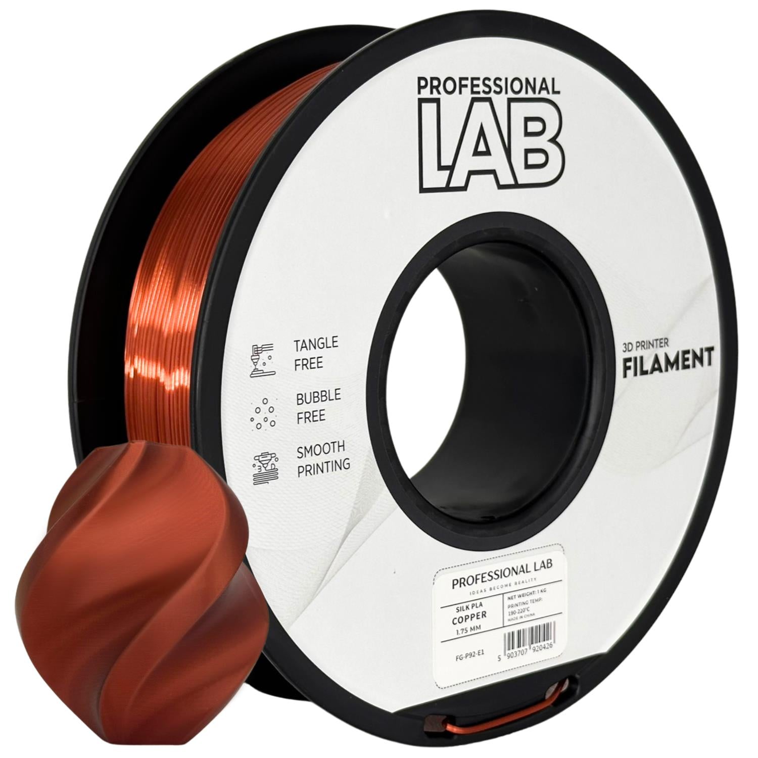Rolă de filament Silk PLA arămiu, Prof. Lab, 1,75 mm