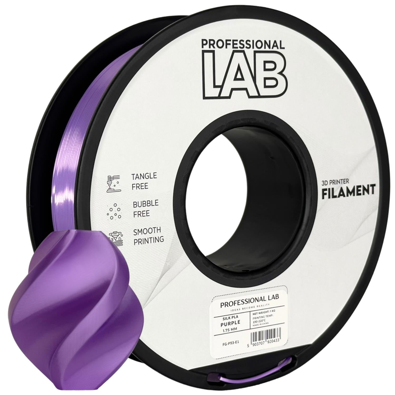 Rolă de filament Silk PLA violet, Prof. Lab, 1,75 mm