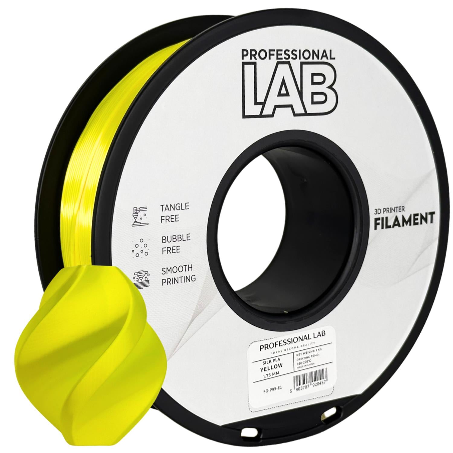 Spool of Silk PLA yellow filament, Prof. Lab, 1.75 mm