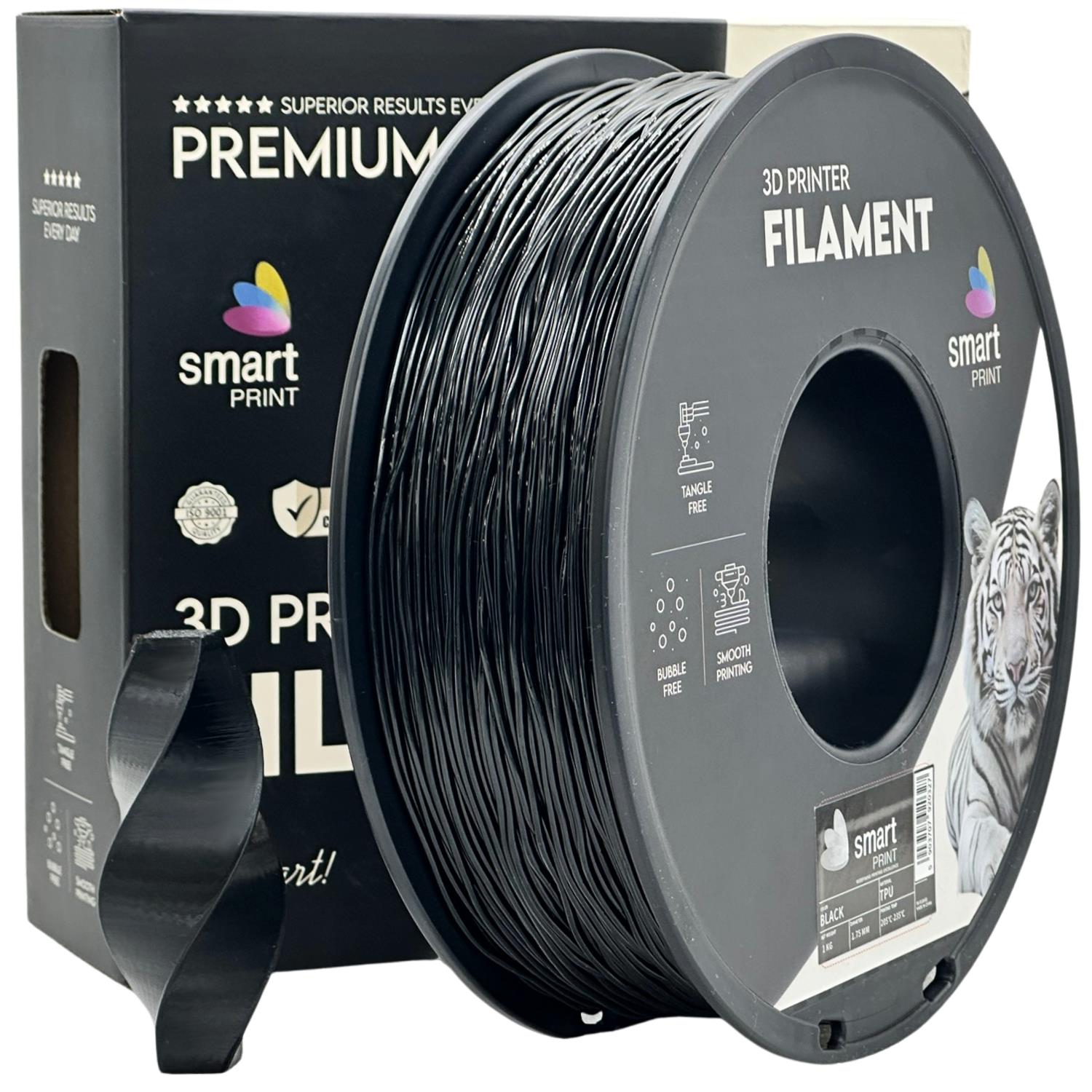 Spool of TPU black filament, Smart Print, 1.75 mm