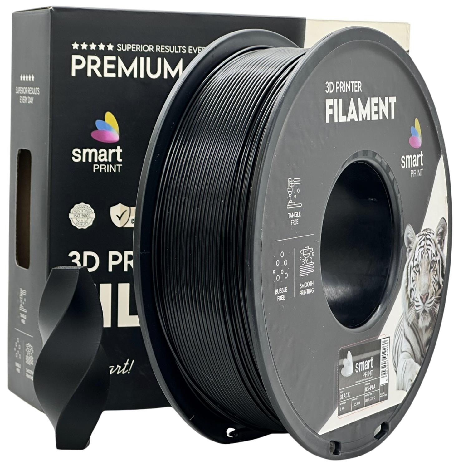 Rolă de filament HS-PLA negru, Smart Print, 1,75 mm