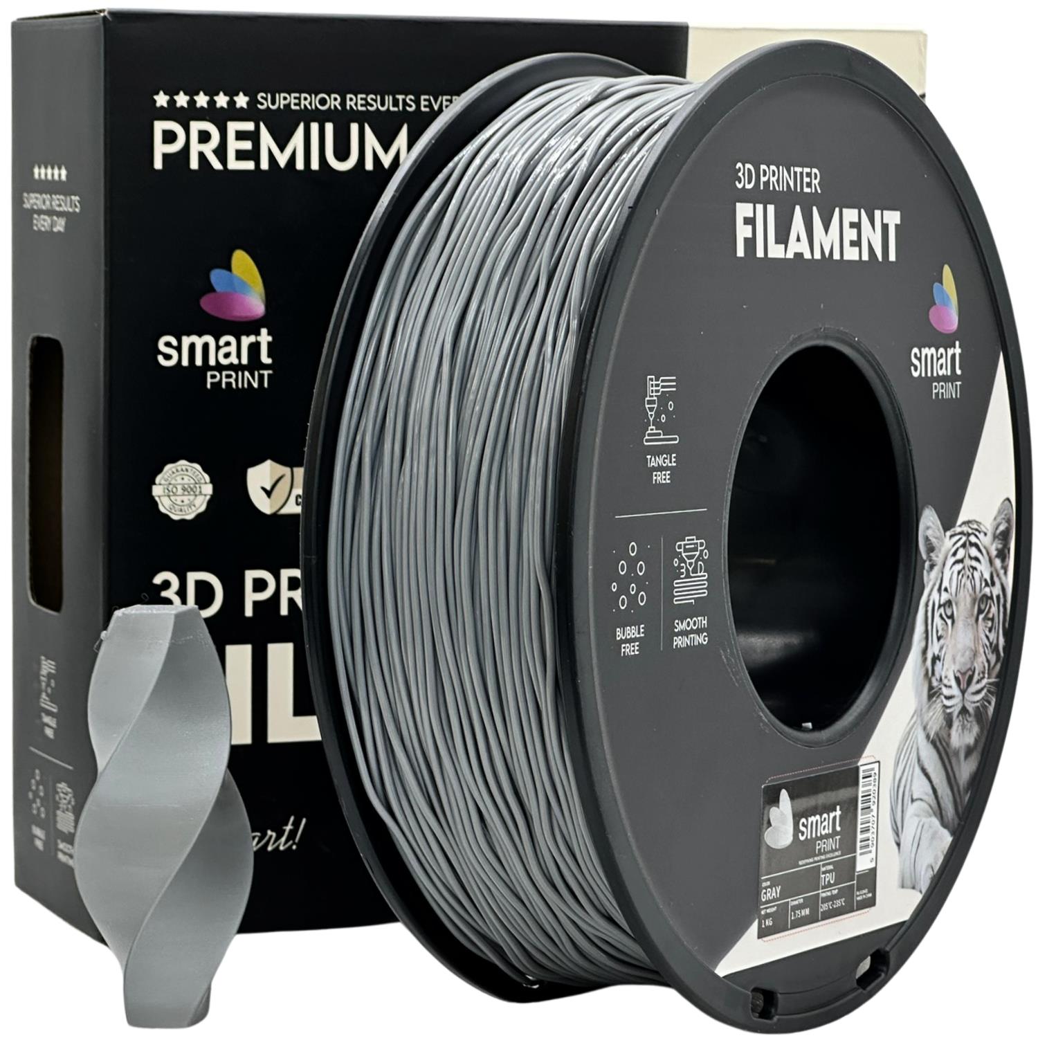 Rolă de filament TPU gri, Smart Print, 1,75 mm