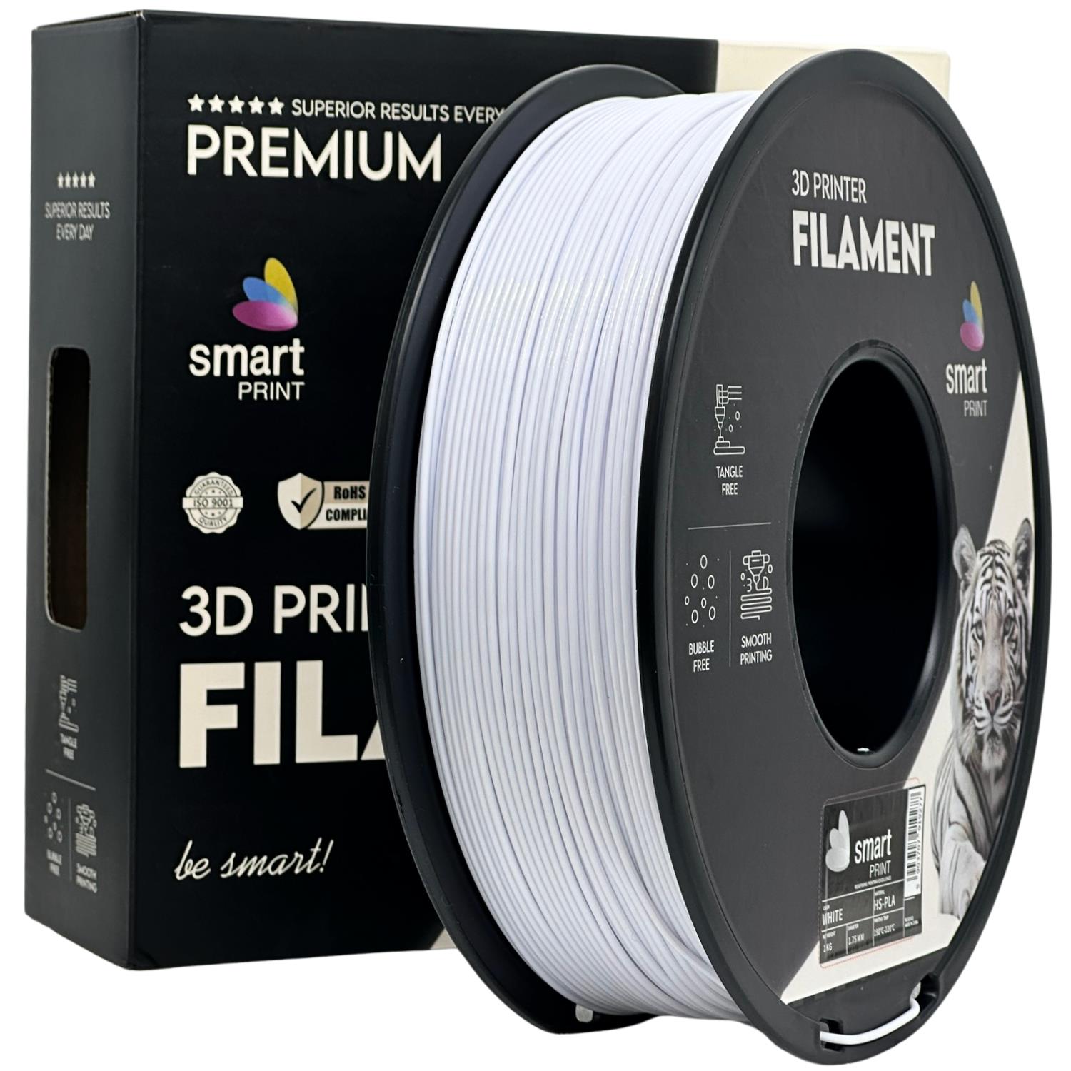 Rolă de filament HS-PLA alb, Smart Print, 1,75 mm