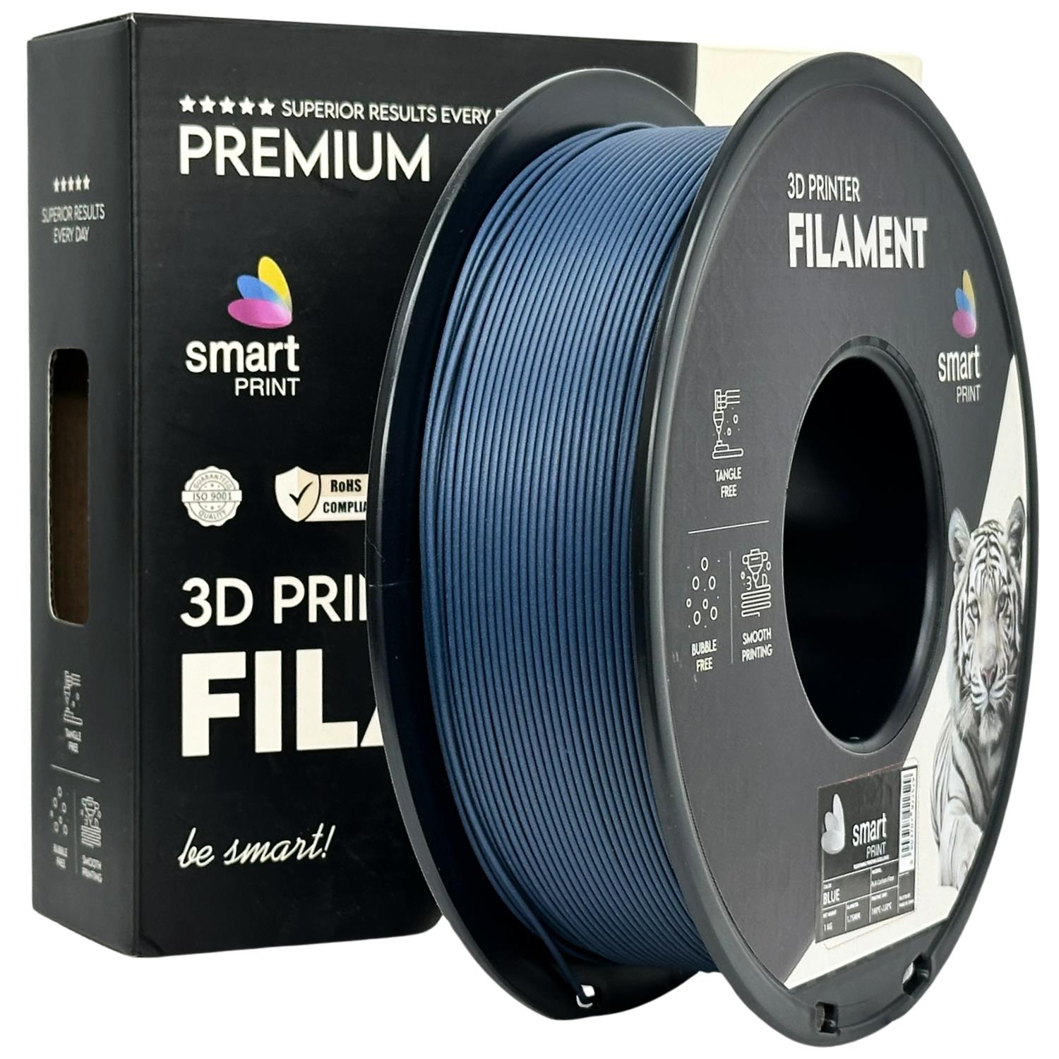 Spool of PLA-CF blue filament, Smart Print, 1.75 mm