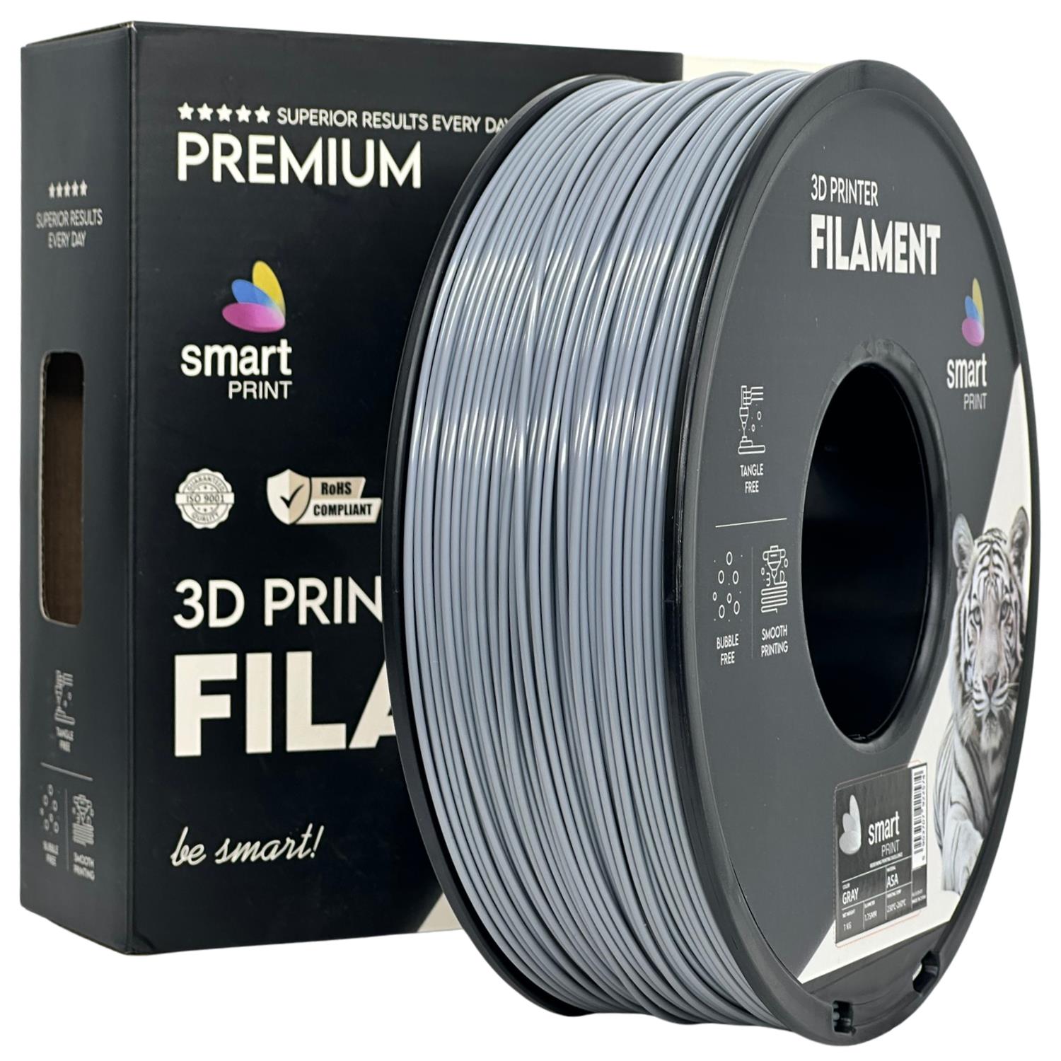 Spool of ASA grey filament, Smart Print, 1.75 mm