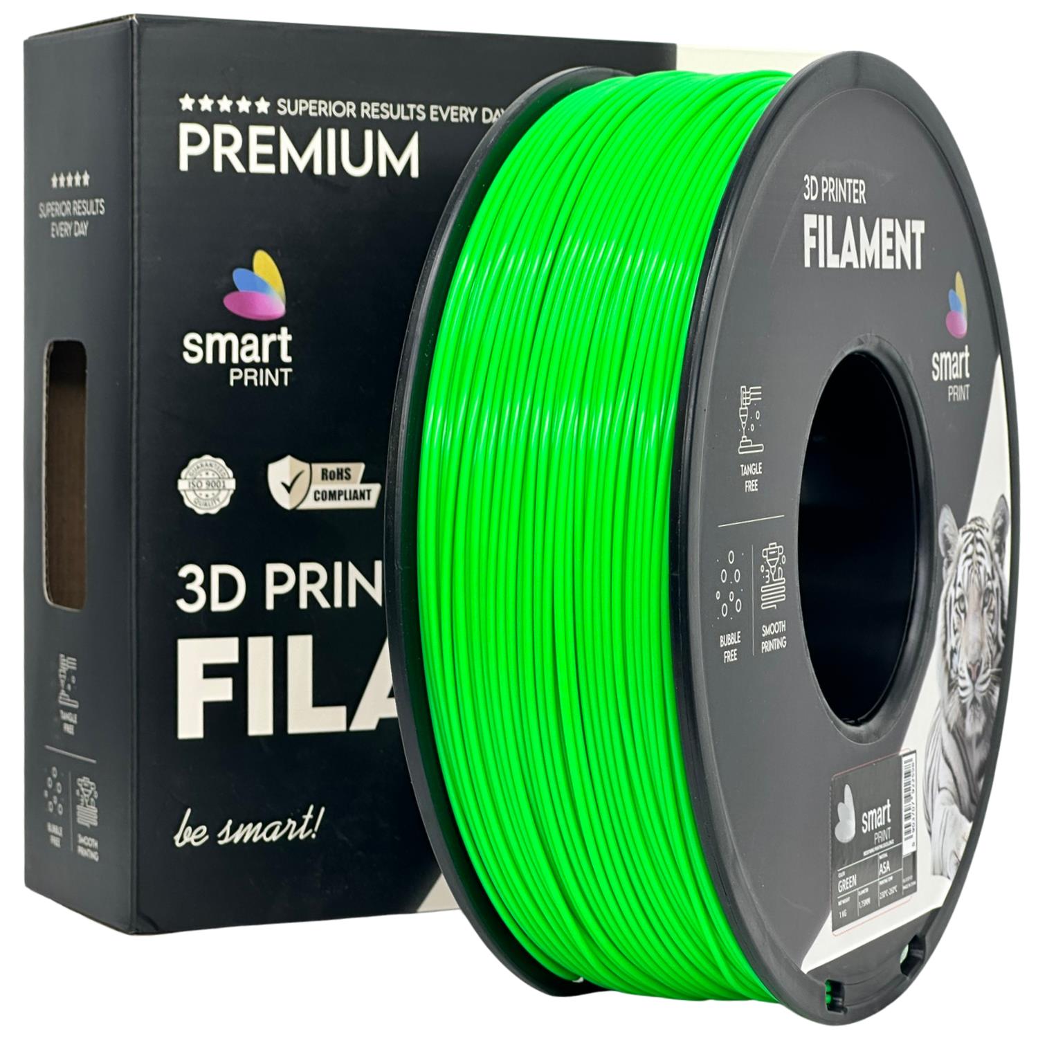 Rolă de filament ASA verde, Smart Print, 1,75 mm
