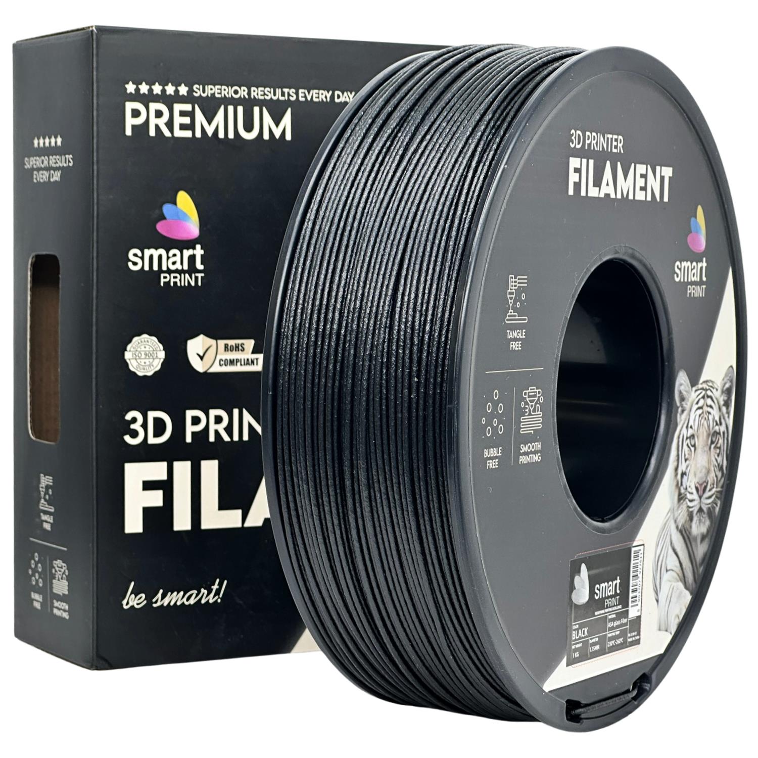 Rolă de filament ASA-GF negru, Smart Print, 1,75 mm