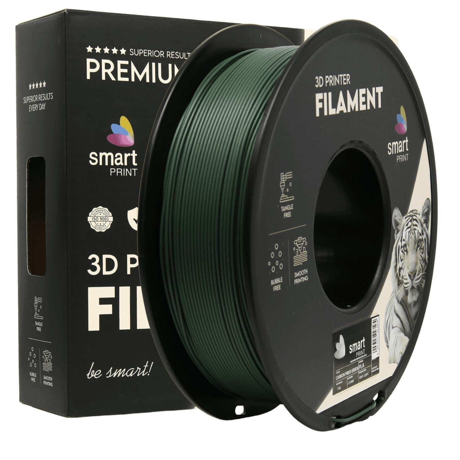 Rolă de filament PLA-CF verde, Smart Print, 1,75 mm