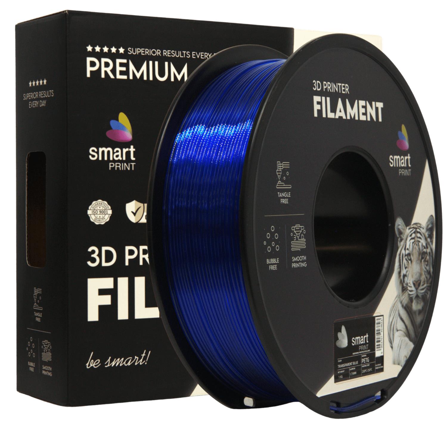 Rolă de filament PETG albastru transparent, Smart Print, 1,75 mm