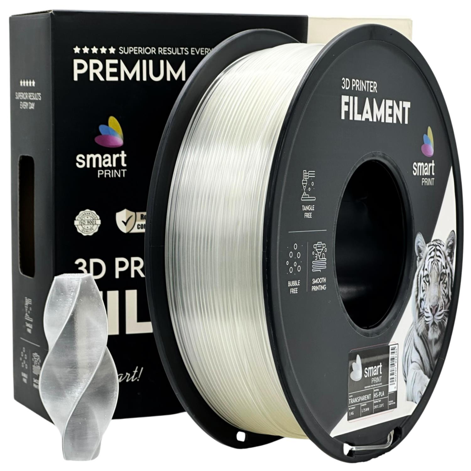 Spool of HS-PLA transparent filament, Smart Print, 1.75 mm