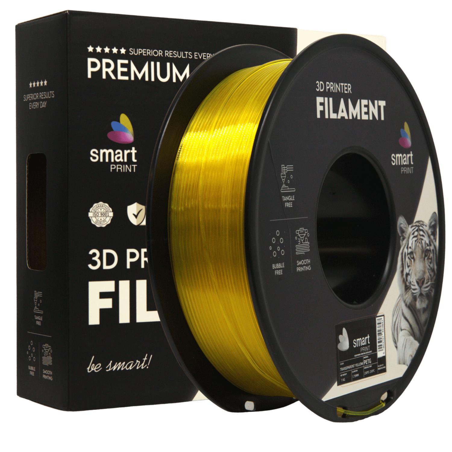 Rolă de filament PETG galben transparent, Smart Print, 1,75 mm
