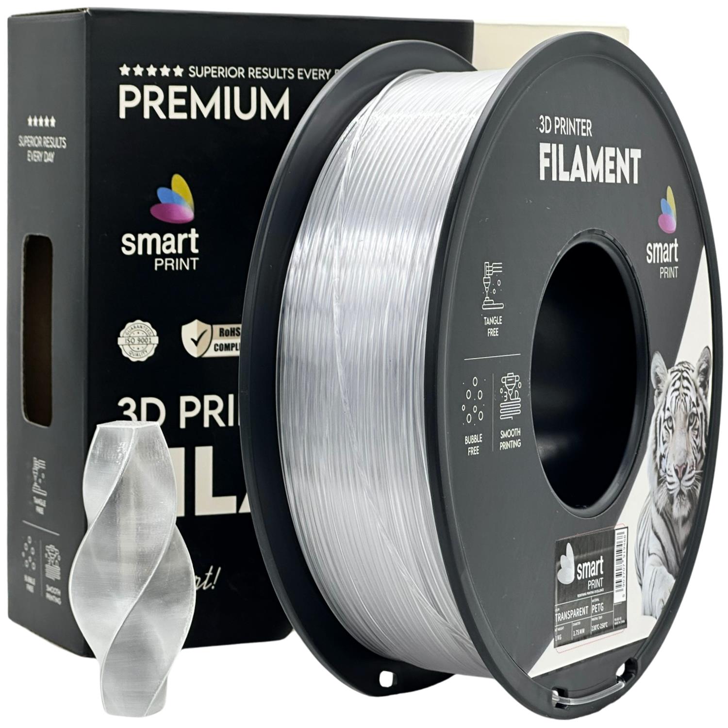 Rolă de filament PETG transparent, Smart Print, 1,75 mm