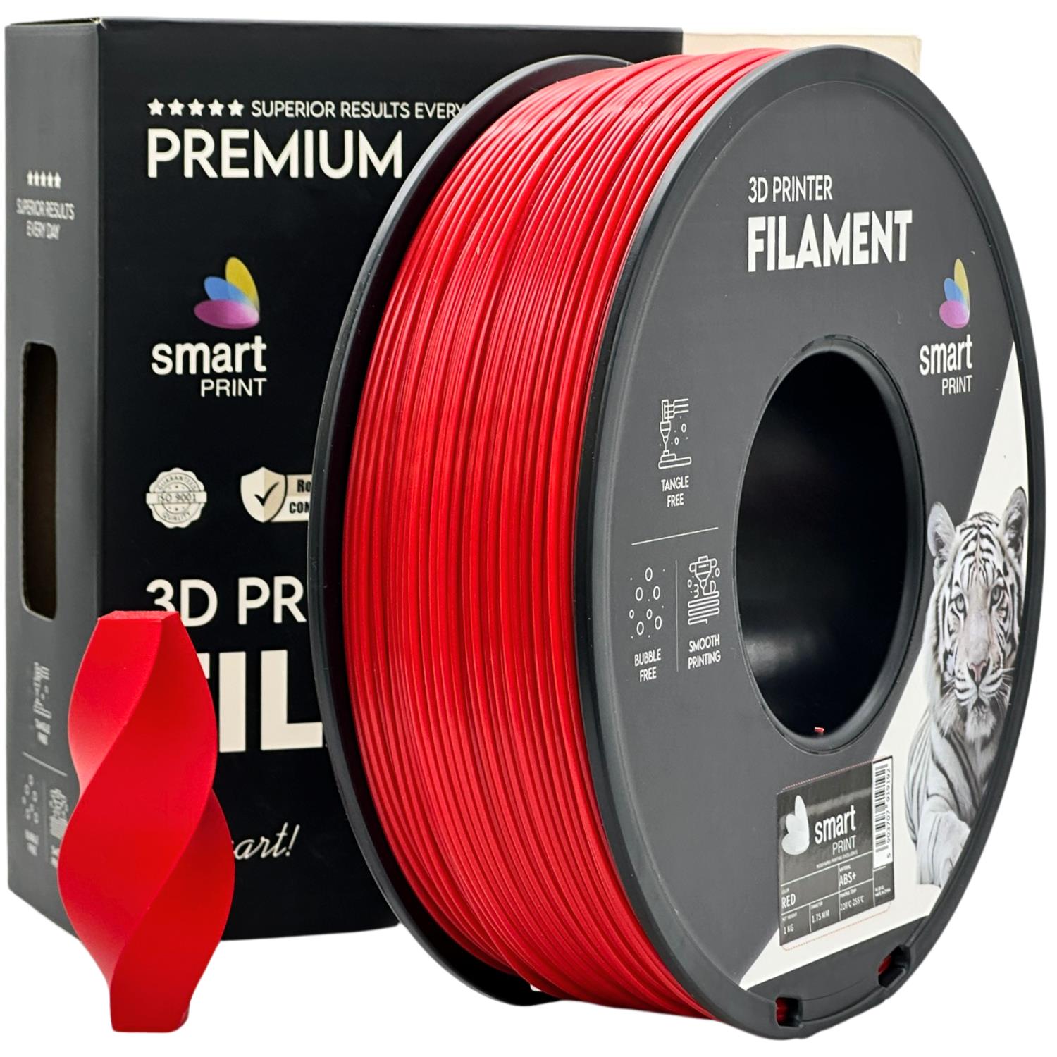 Spool of ABS+ red filament, Smart Print, 1.75 mm