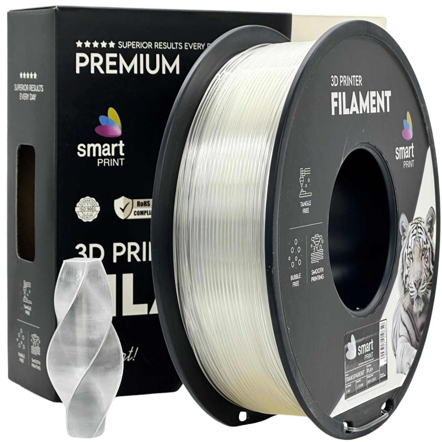 Rolă de filament PLA+ transparent, Smart Print, 1,75 mm