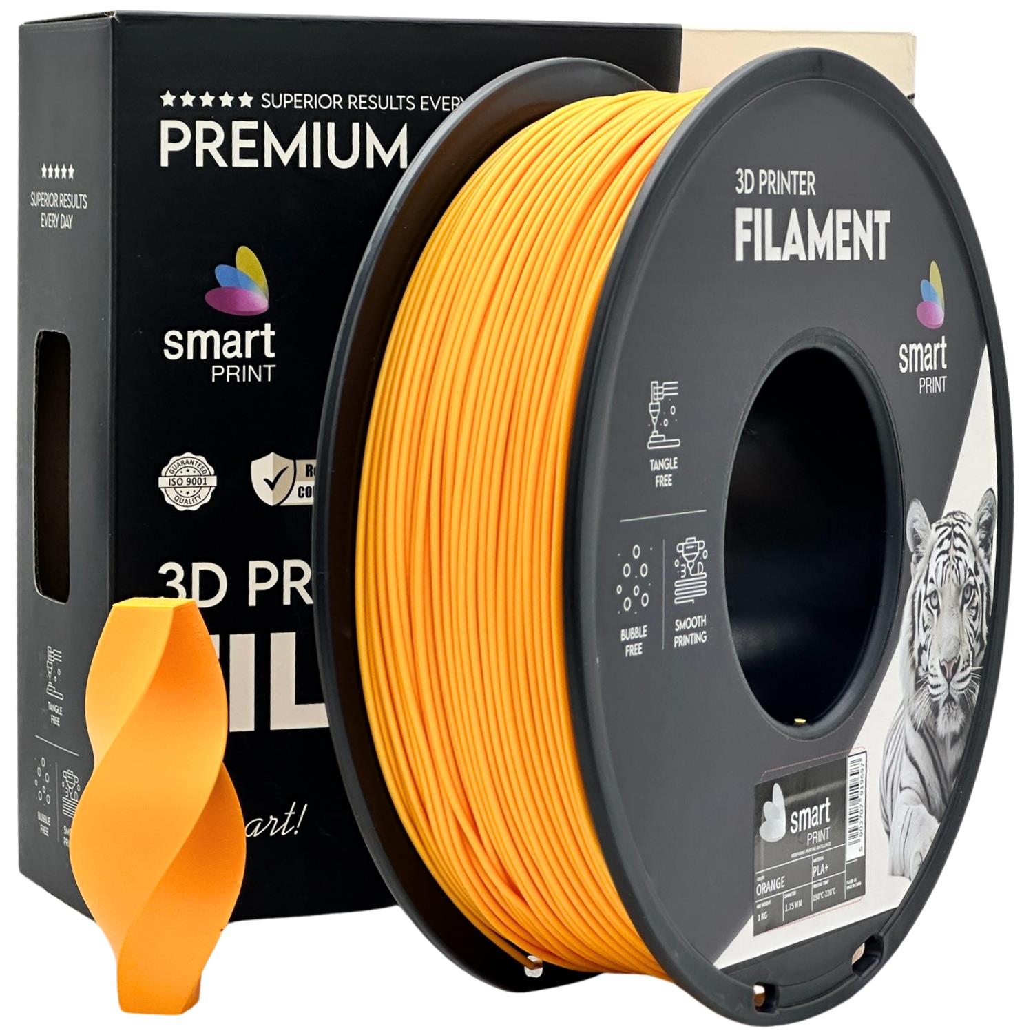 Spool of PLA+ orange filament, Smart Print, 1.75 mm