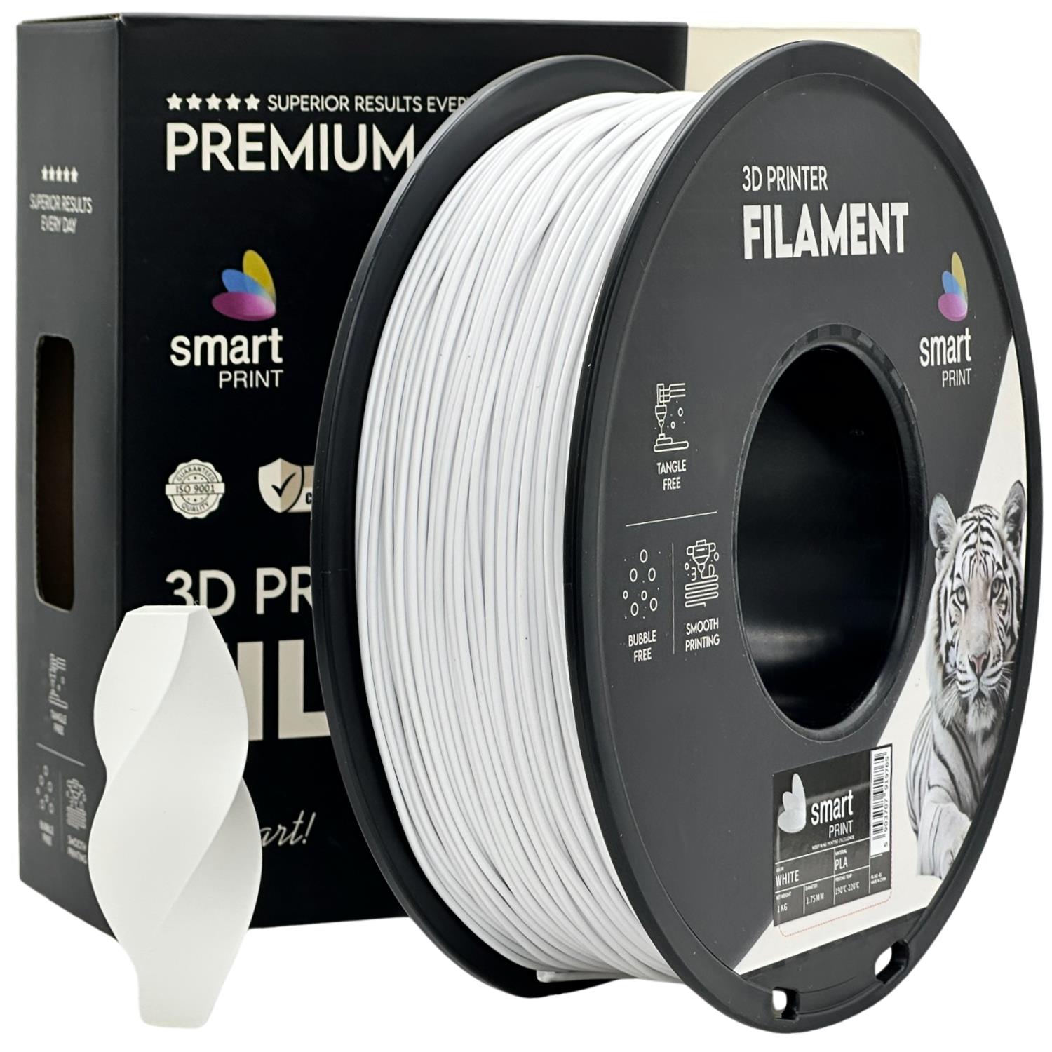 Rolă de filament PLA alb, Smart Print, 1,75 mm